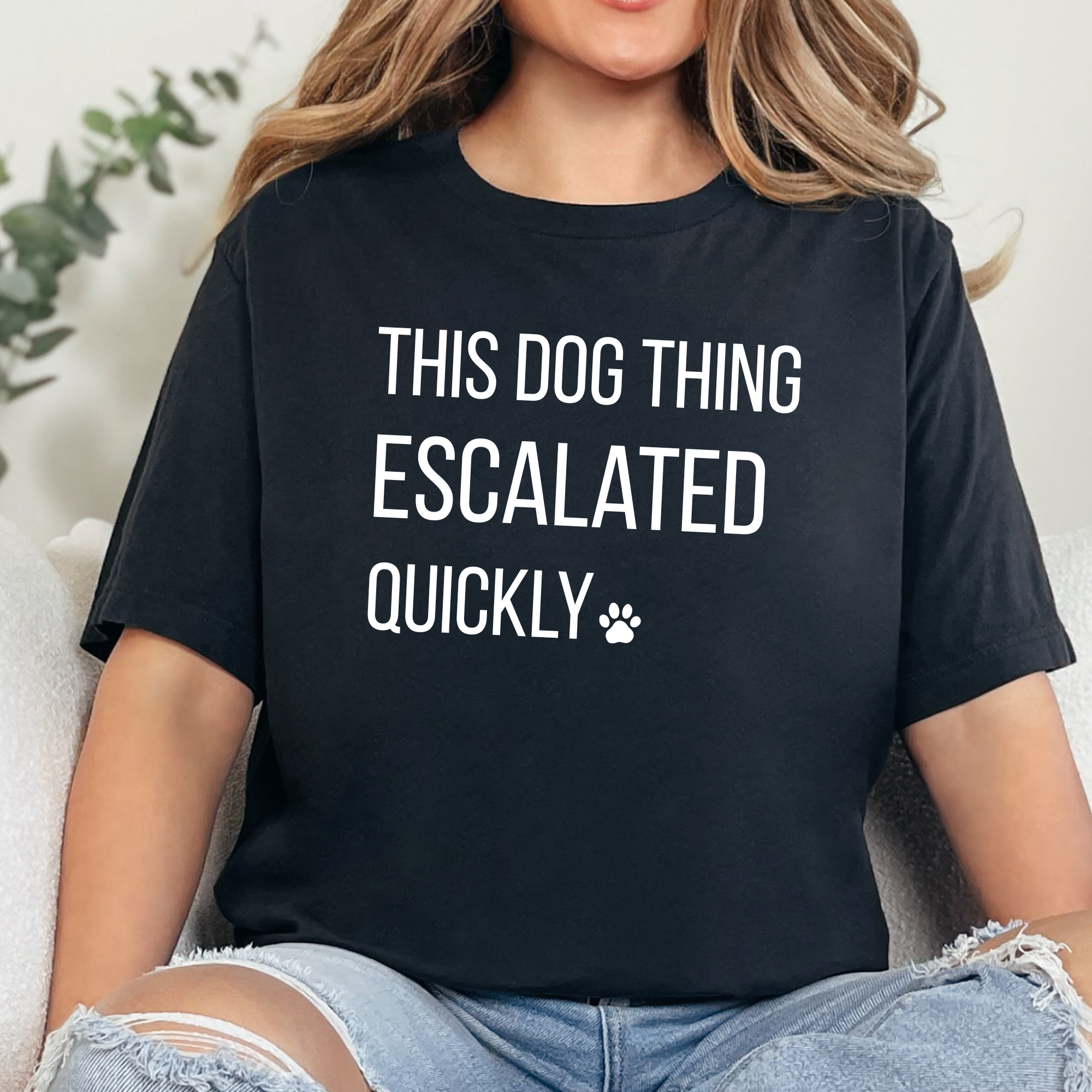 This Dog Thing Escalated Quickly Graphic Tee - Heather Black