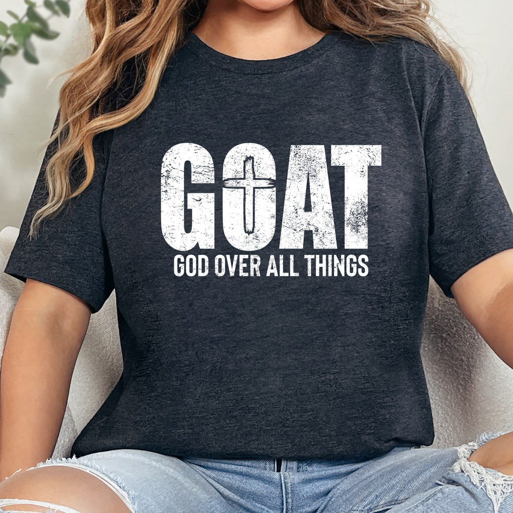 GOAT God Over All Things Graphic Tee - Dark Grey Heather