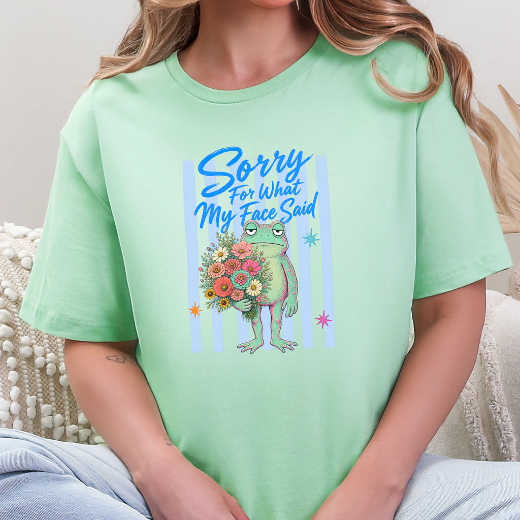 Frog Sorry for What My Face Said Graphic Tee - Mint