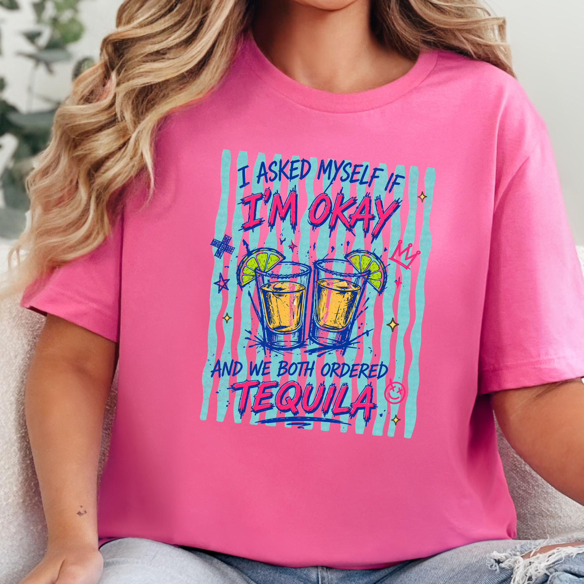 Both Ordered Tequila Graphic Tee - Charity Pink Tee