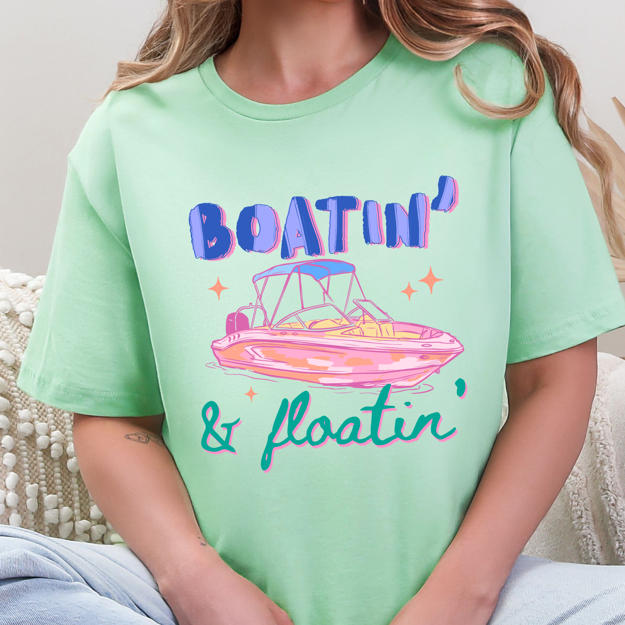 Boatin & Floatin Graphic Tee - Mint