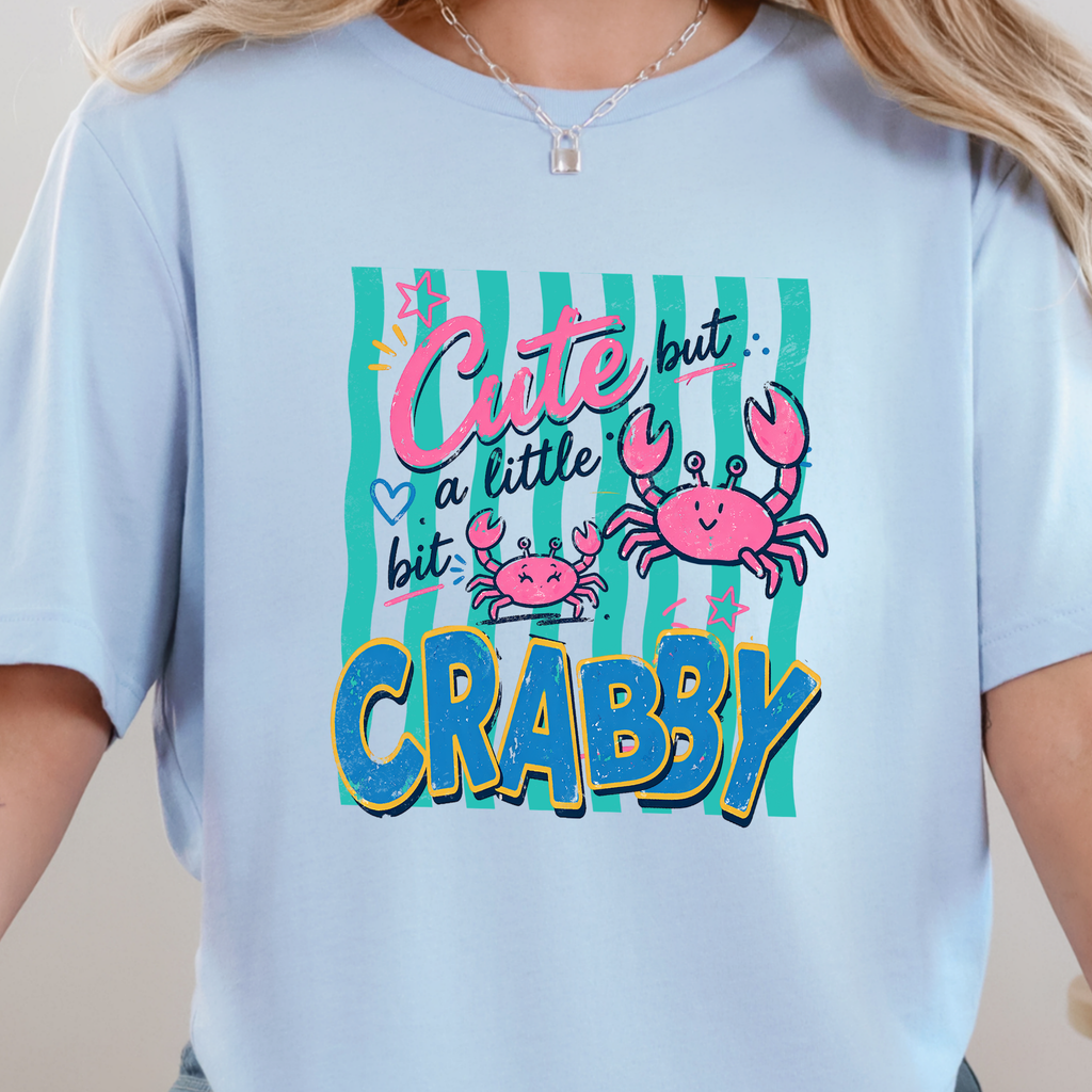 Cute But Crabby Graphic Tee - Baby Blue Tee