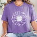 Sunflower Outline Graphic Tee - Heather Team Purple