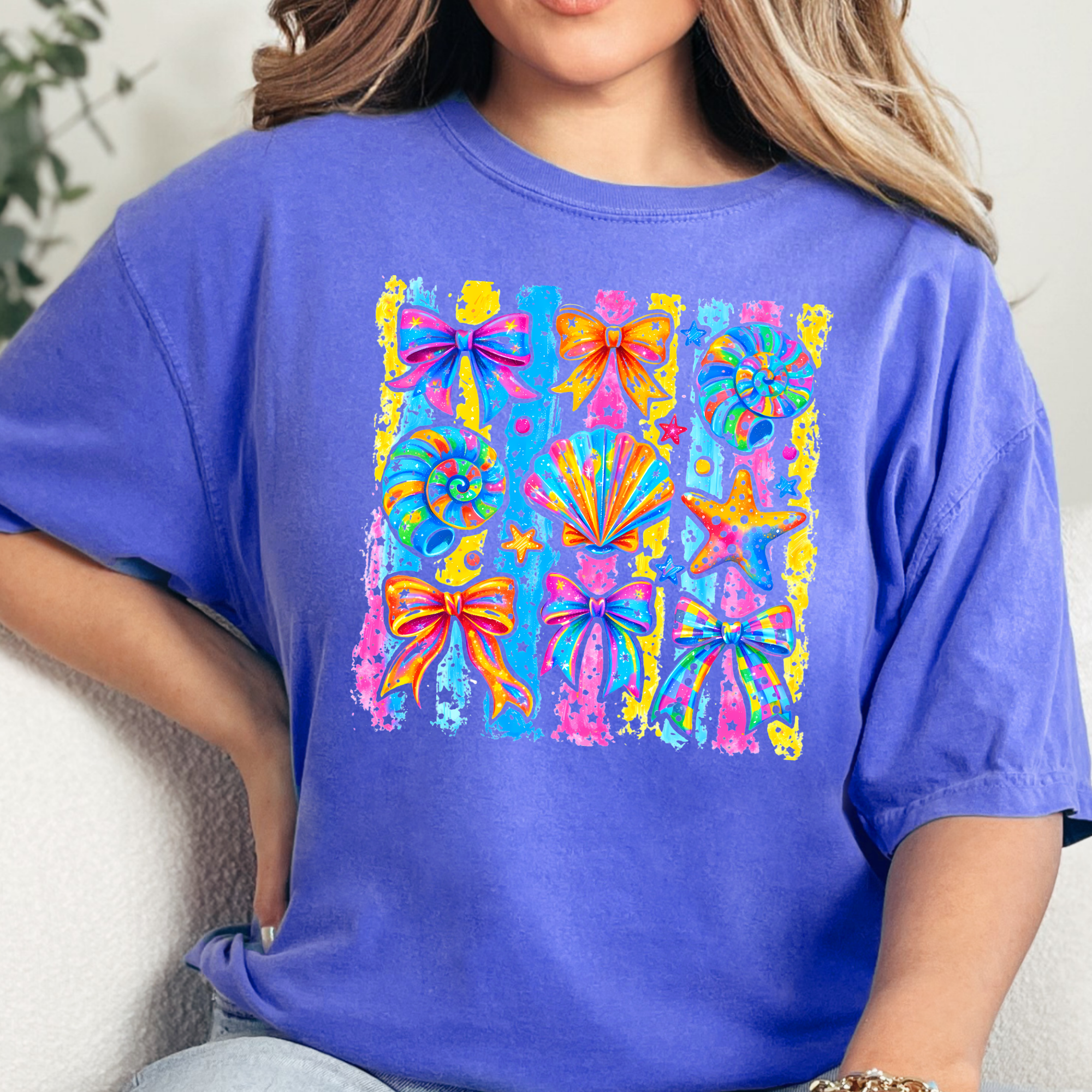 Coastal Preppy Bows Graphic Tee - CC FloBlue