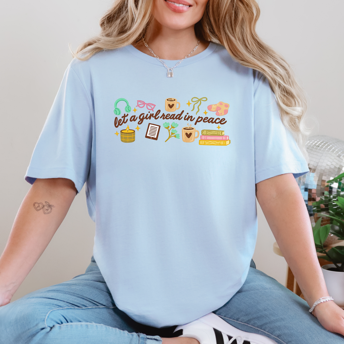 Let a Girl Read in Peace Graphic Tee - Baby Blue Tee