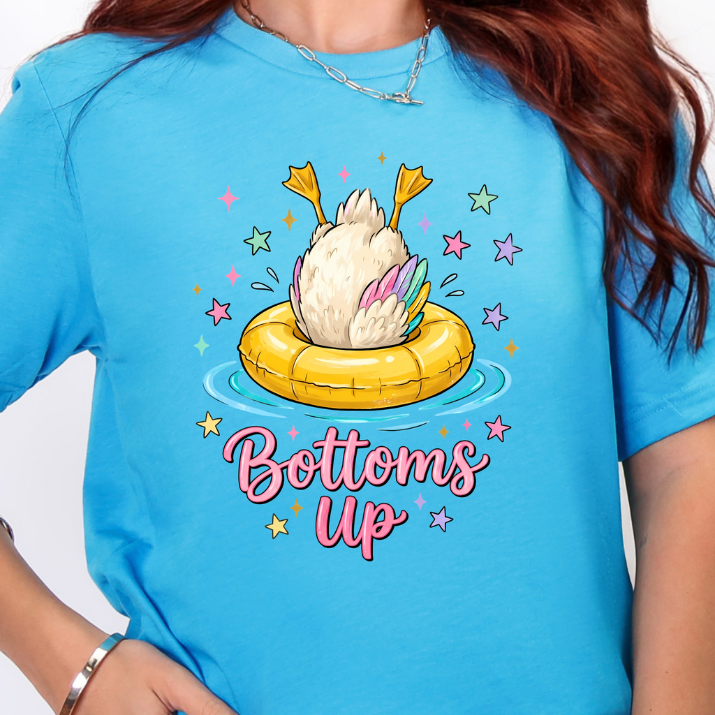 Bottoms Up Duck Graphic Tee - Heather Aqua