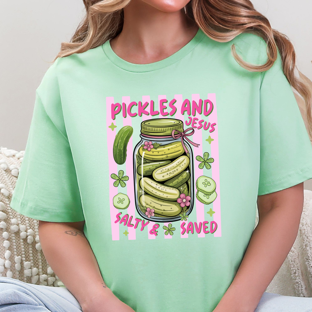 Pickles and Jesus Graphic Tee - Mint