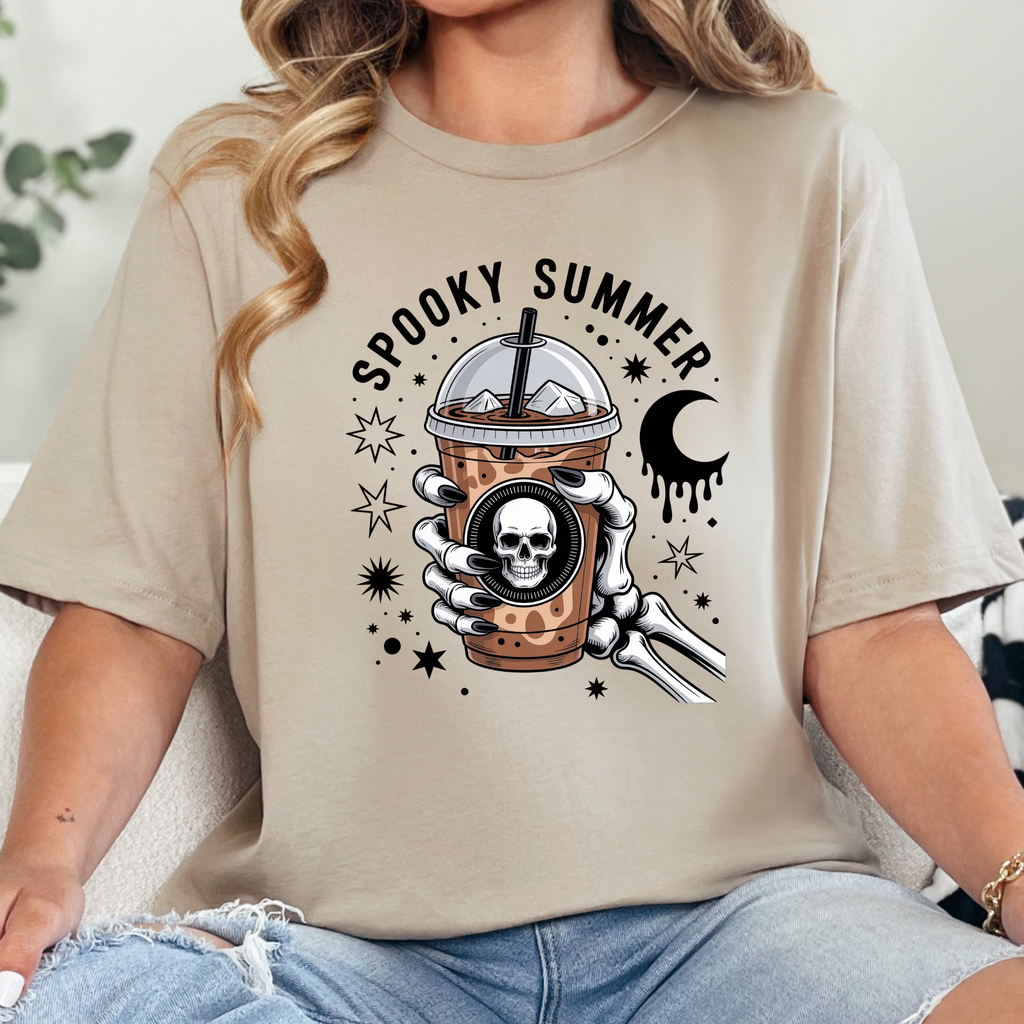 Spooky Summer Iced Coffee Graphic Tee - Tan