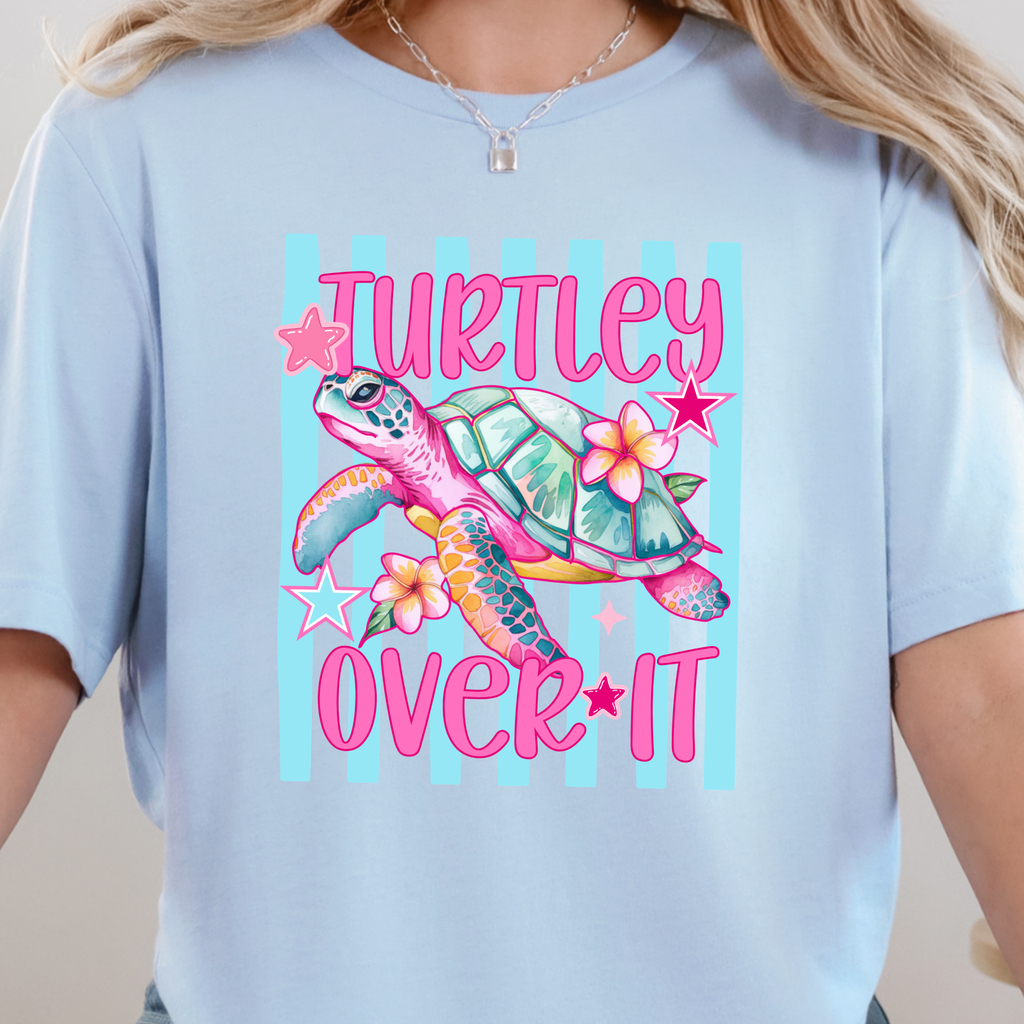 Turtley Over It Graphic Tee - Baby Blue