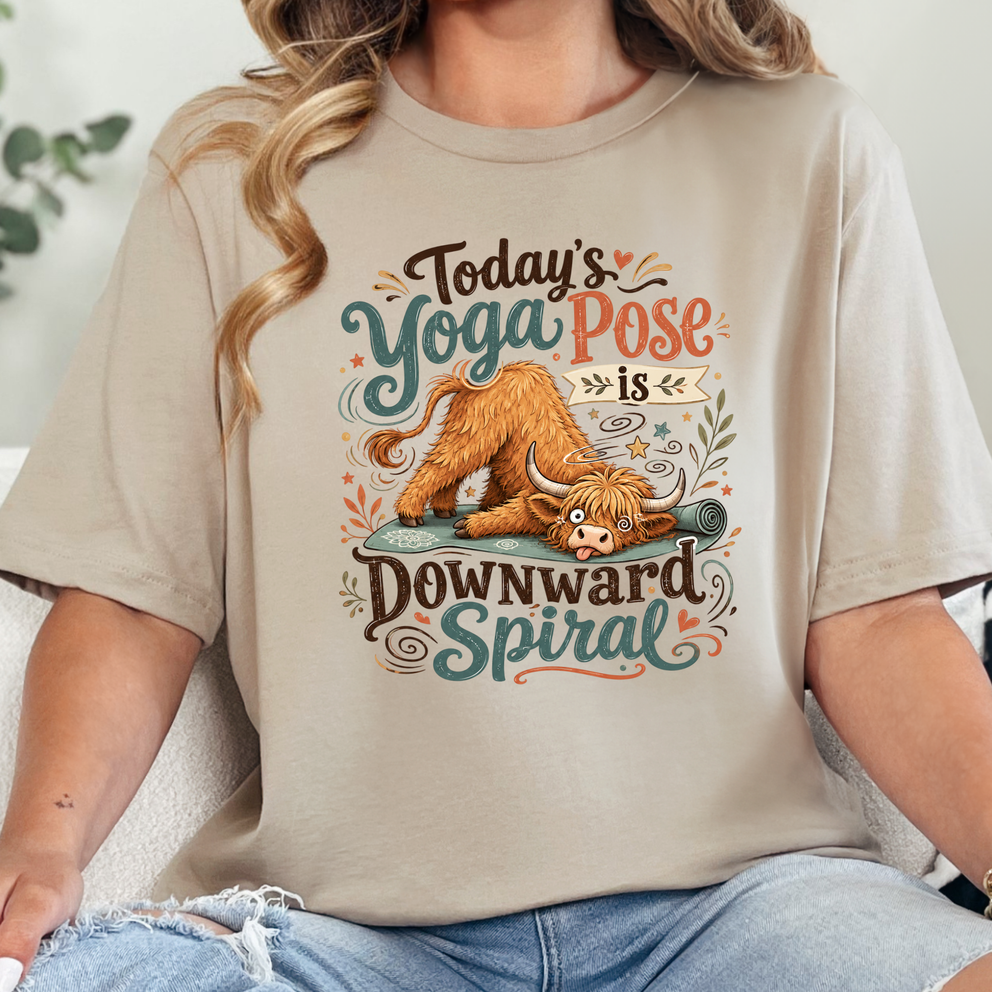 Downward Spiral Graphic Tee - Tan