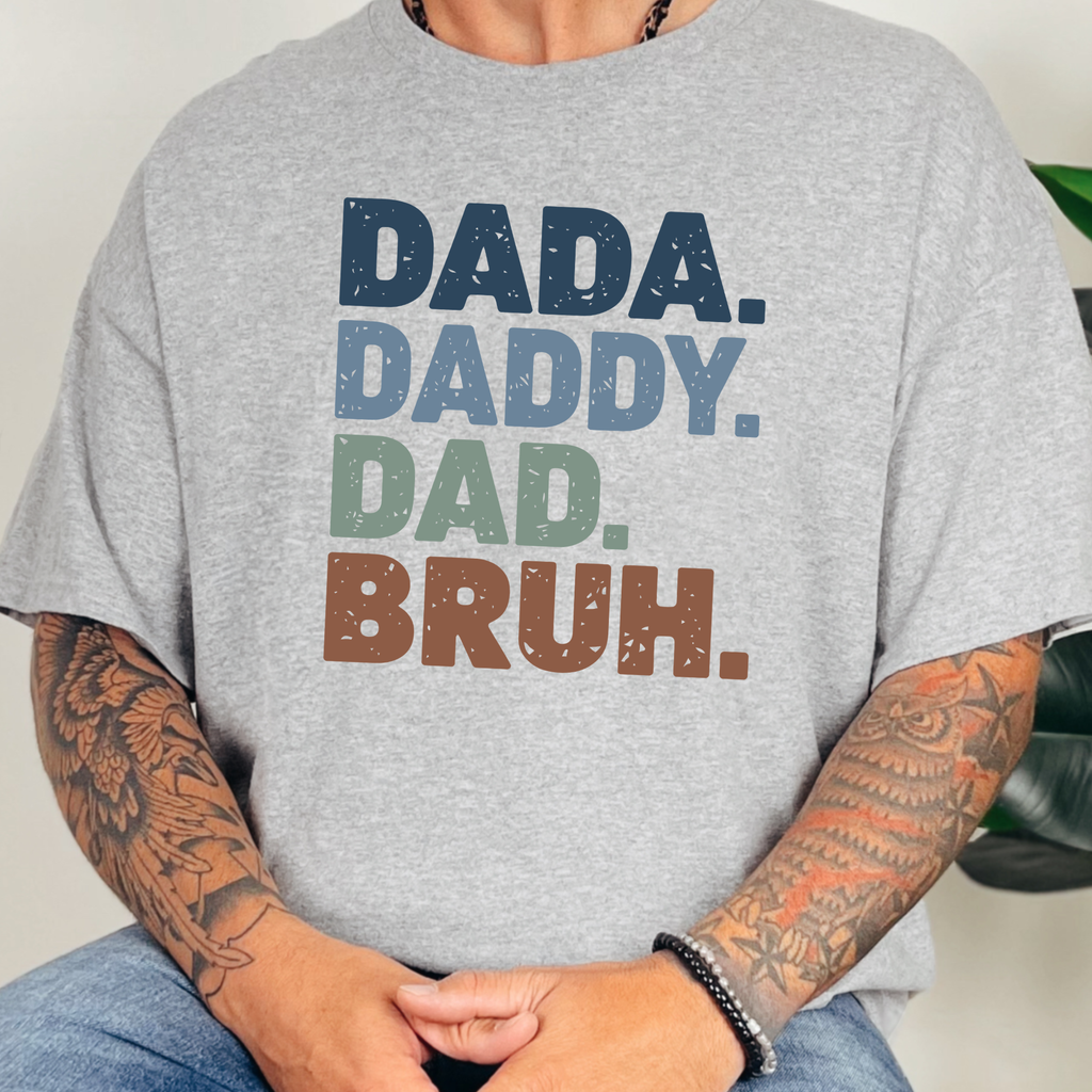 Dada Daddy Dad Bruh Graphic Tee - Grey Tee