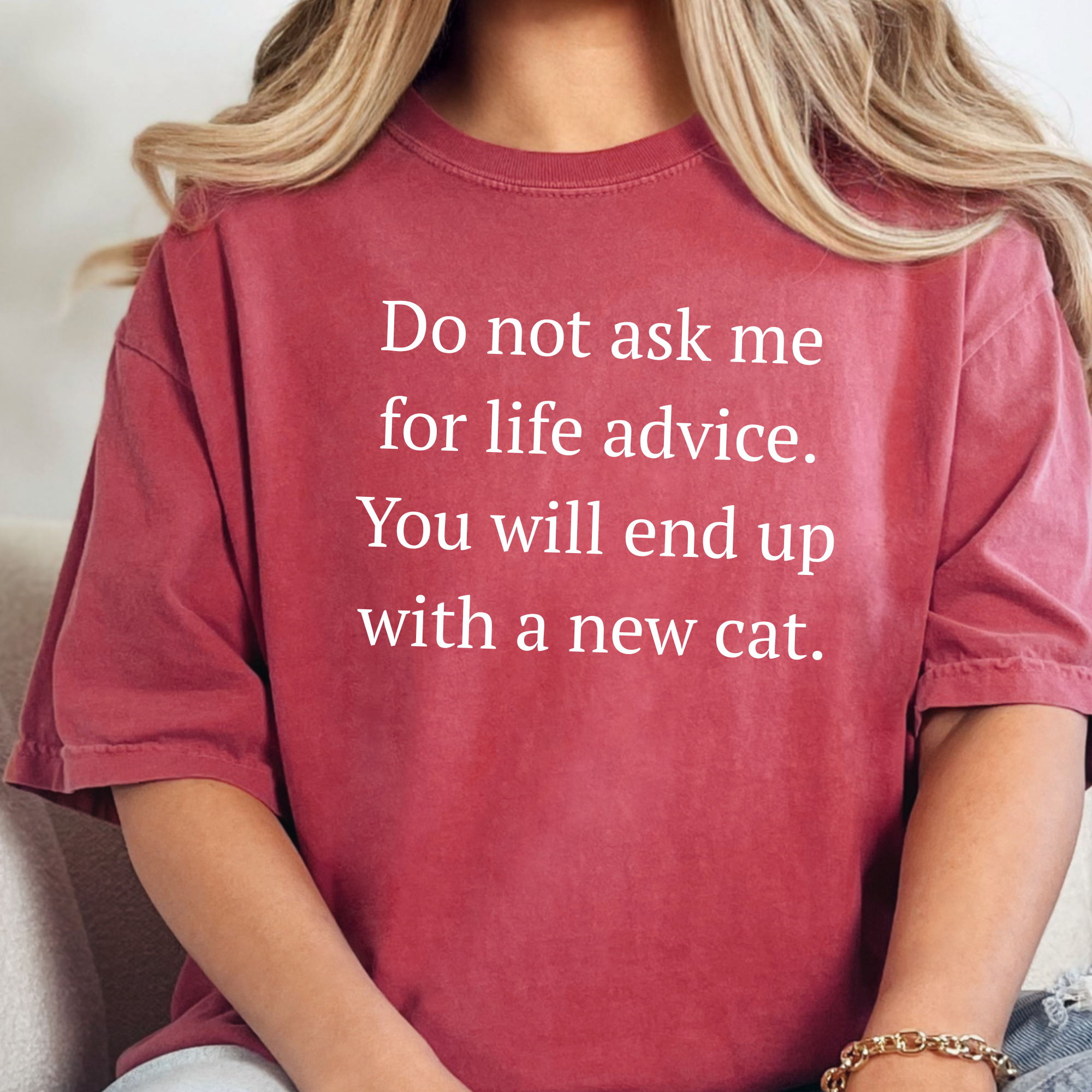 Life Advice, New Cat Graphic Tee - Crimson