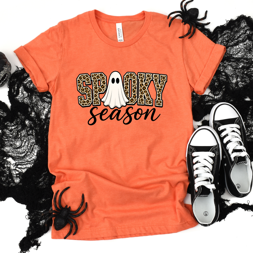 Spooky Season Ghost Graphic Tee - Heather Orange