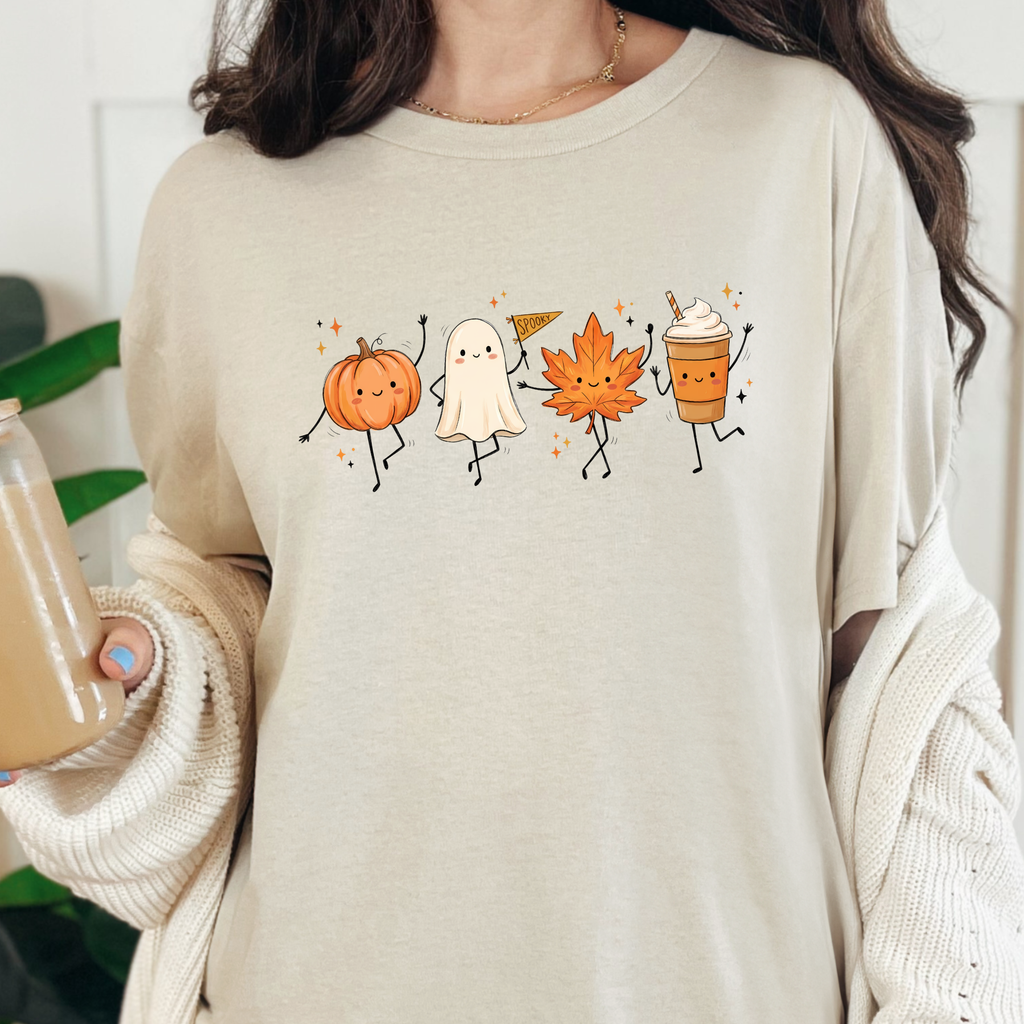 Dancing Fall Friends Graphic Tee - Natural