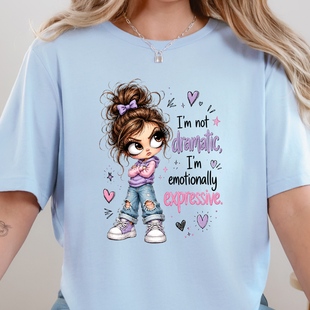 Dramatic Girl Graphic Tee - Baby Blue