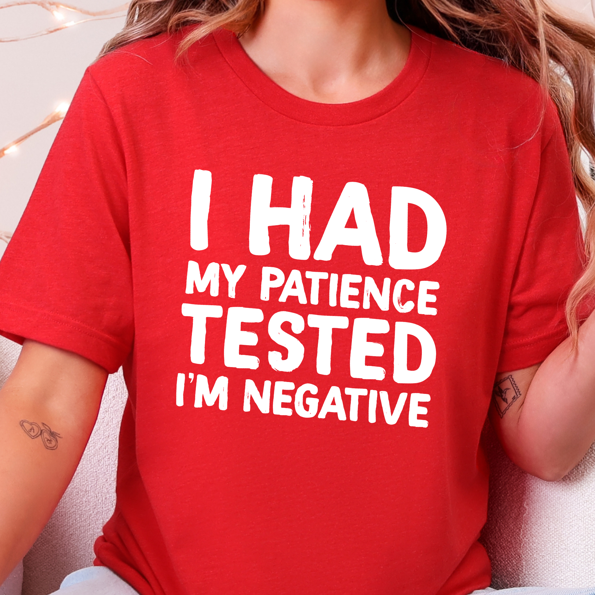 Patience is Negative Graphic Tee - Heather Red Tee