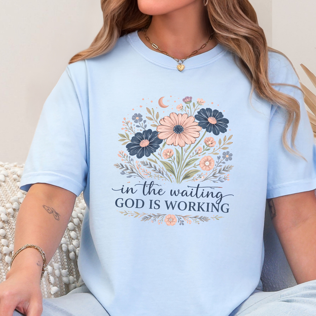 Floral God Is Waiting Graphic Tee - Hydrangea