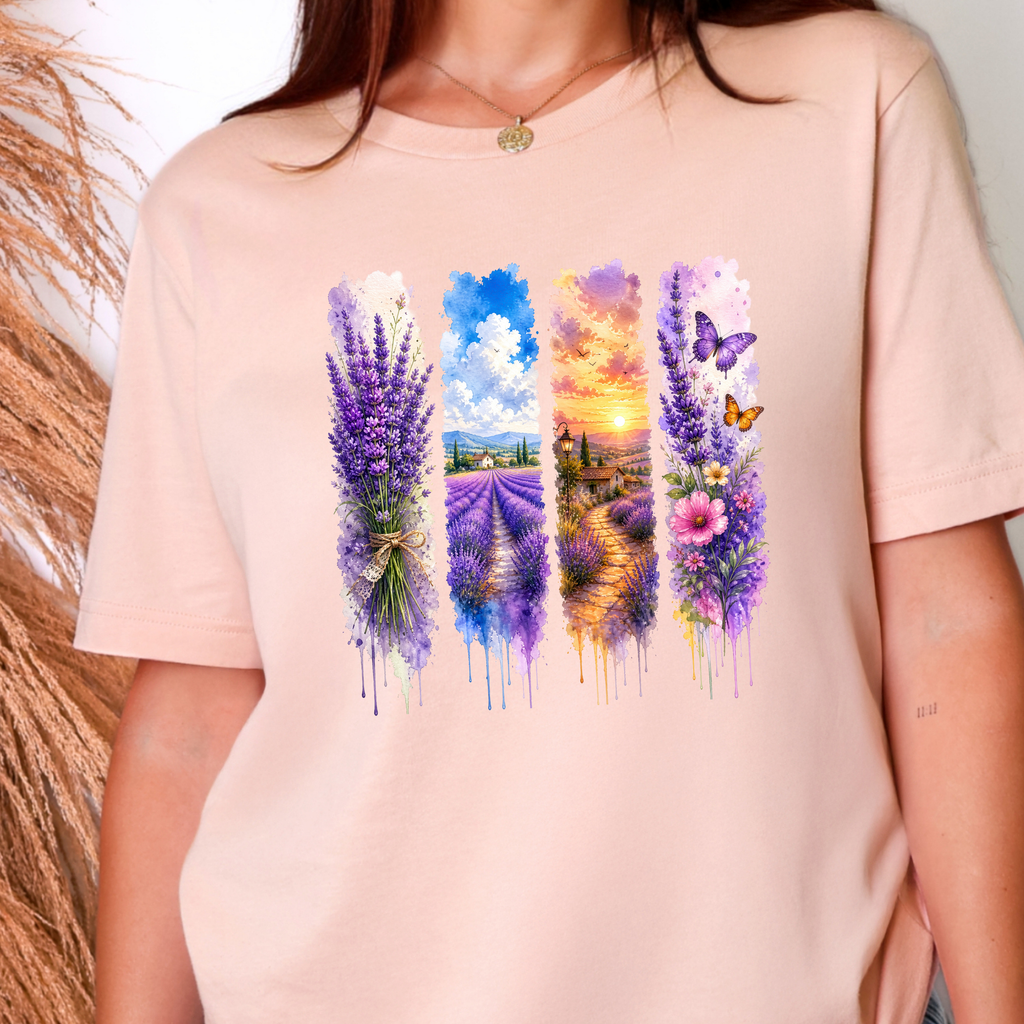 Watercolor Summer Purple Graphic Tee - Peach