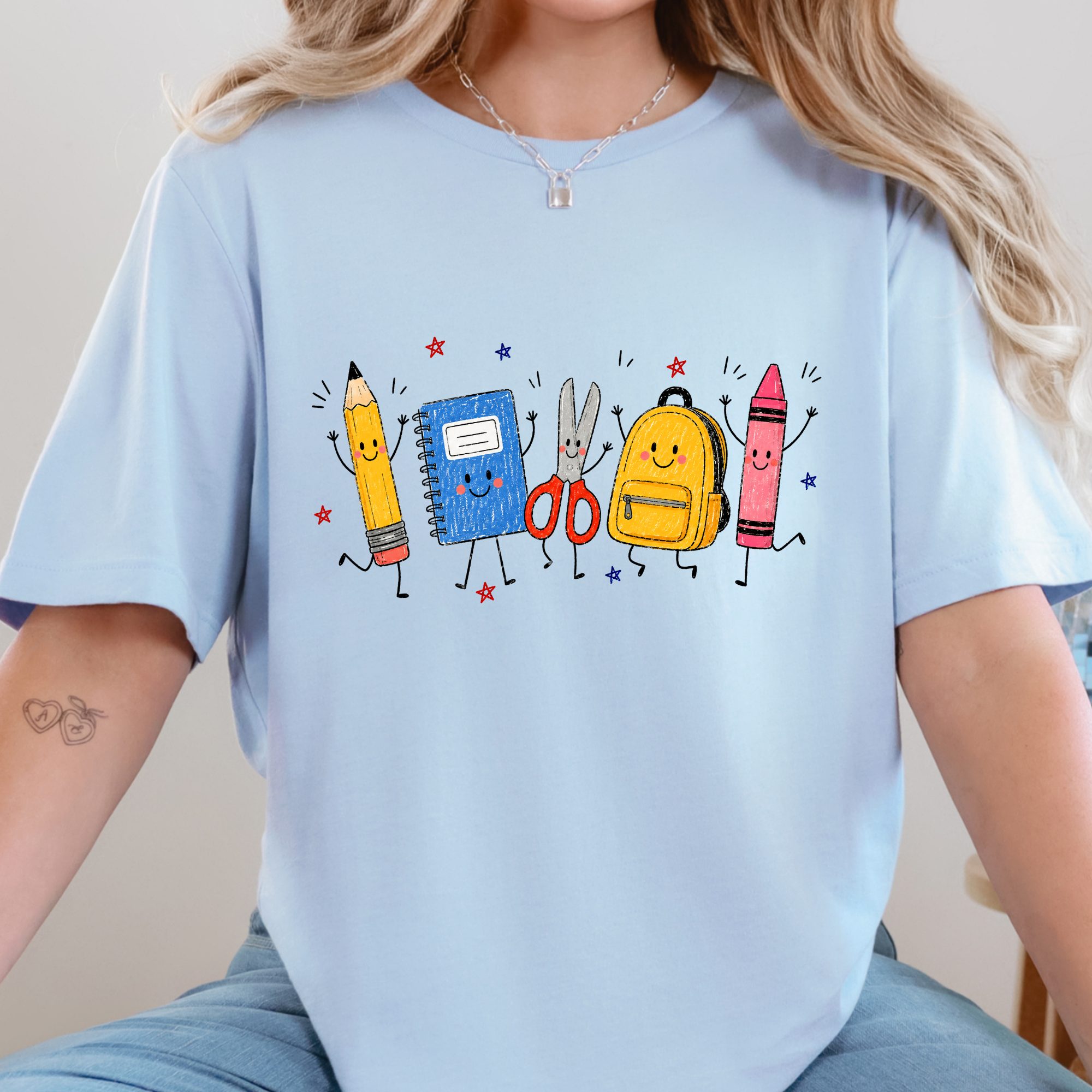 Teacher Back to School Graphic Tee - Baby Blue