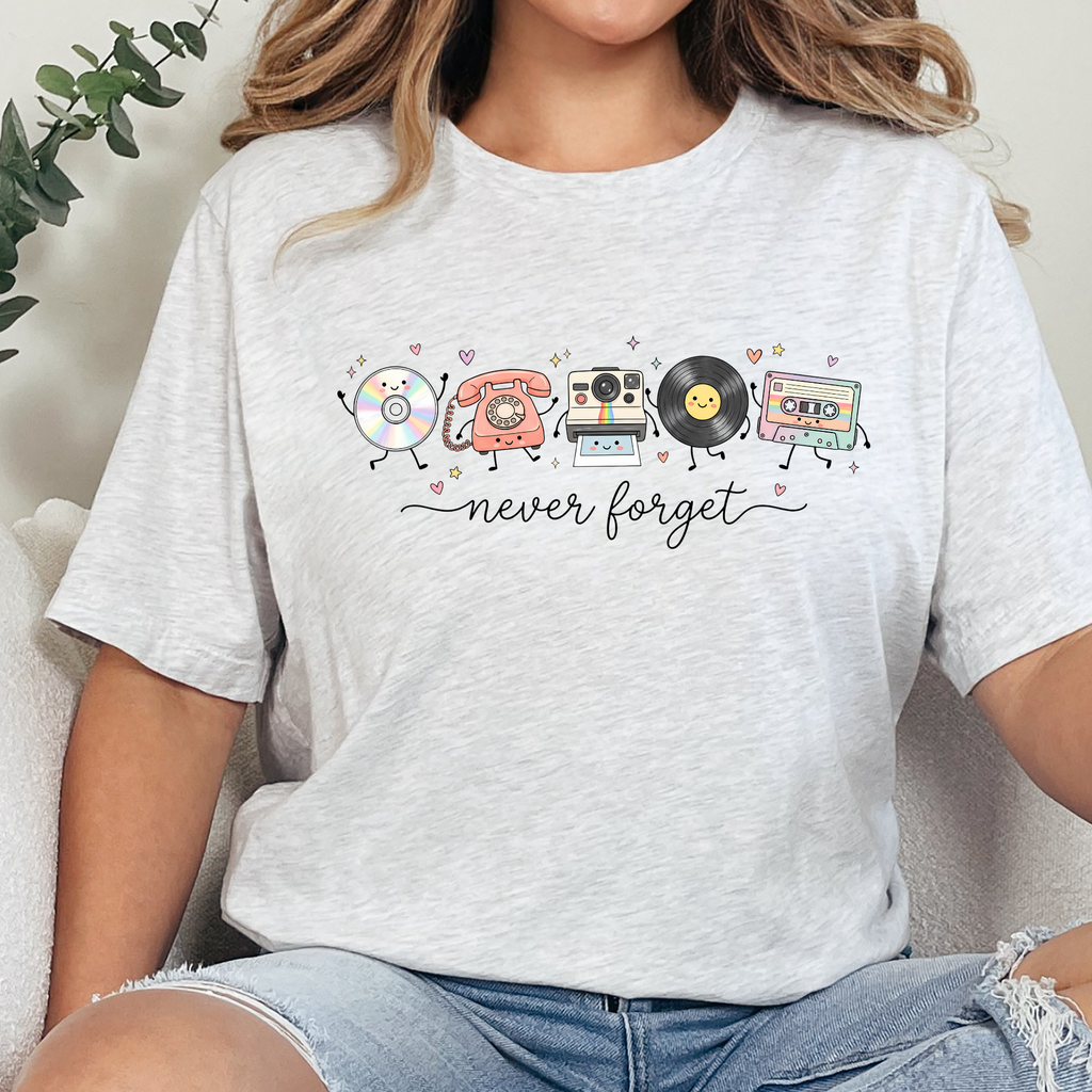 Never Forget Retro Graphic Tee - Ash