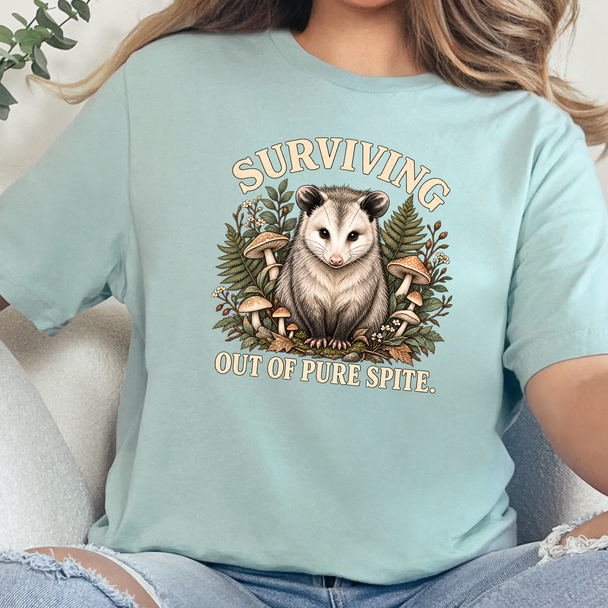 Surviving Out of Pure Spite Graphic Tee - Dusty Blue