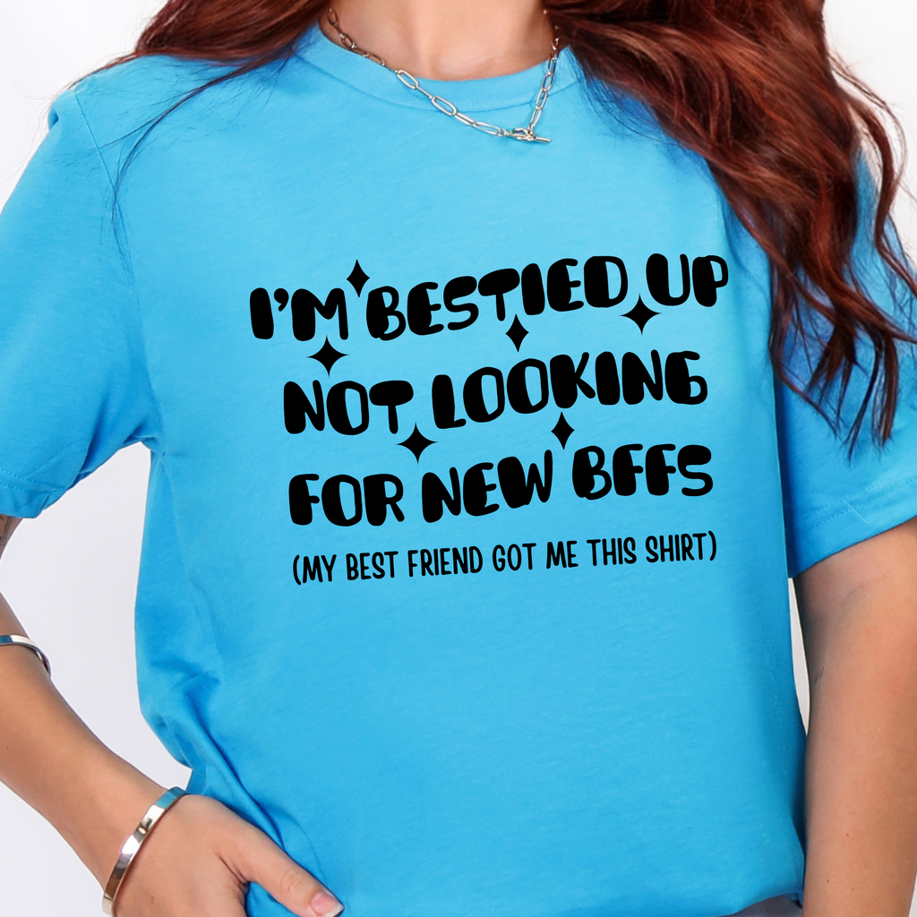 I'm Bestied Up Graphic Tee - Heather Aqua Tee