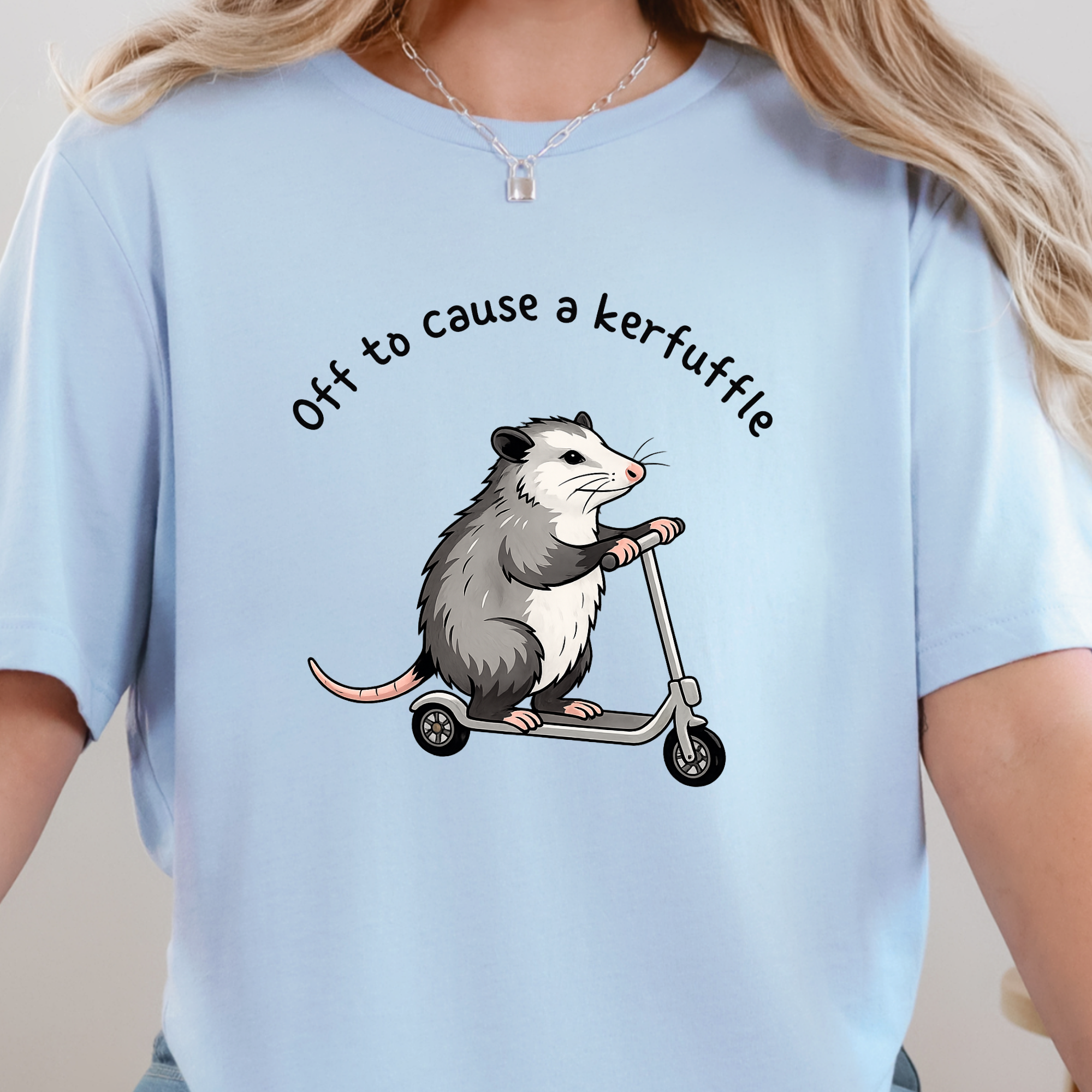 Off to Cause Kerfuffle Graphic Tee - Baby Blue Tee