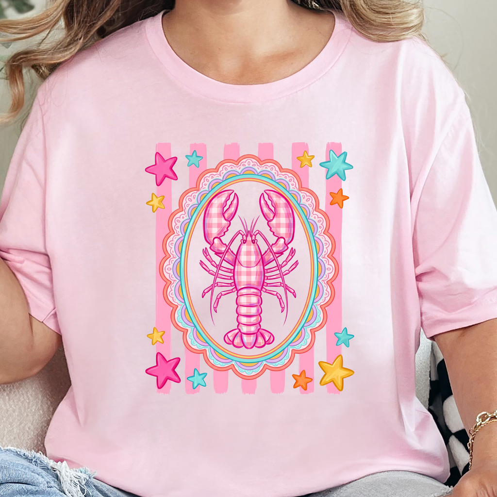 Pink Lobster Graphic Tee - Soft Pink