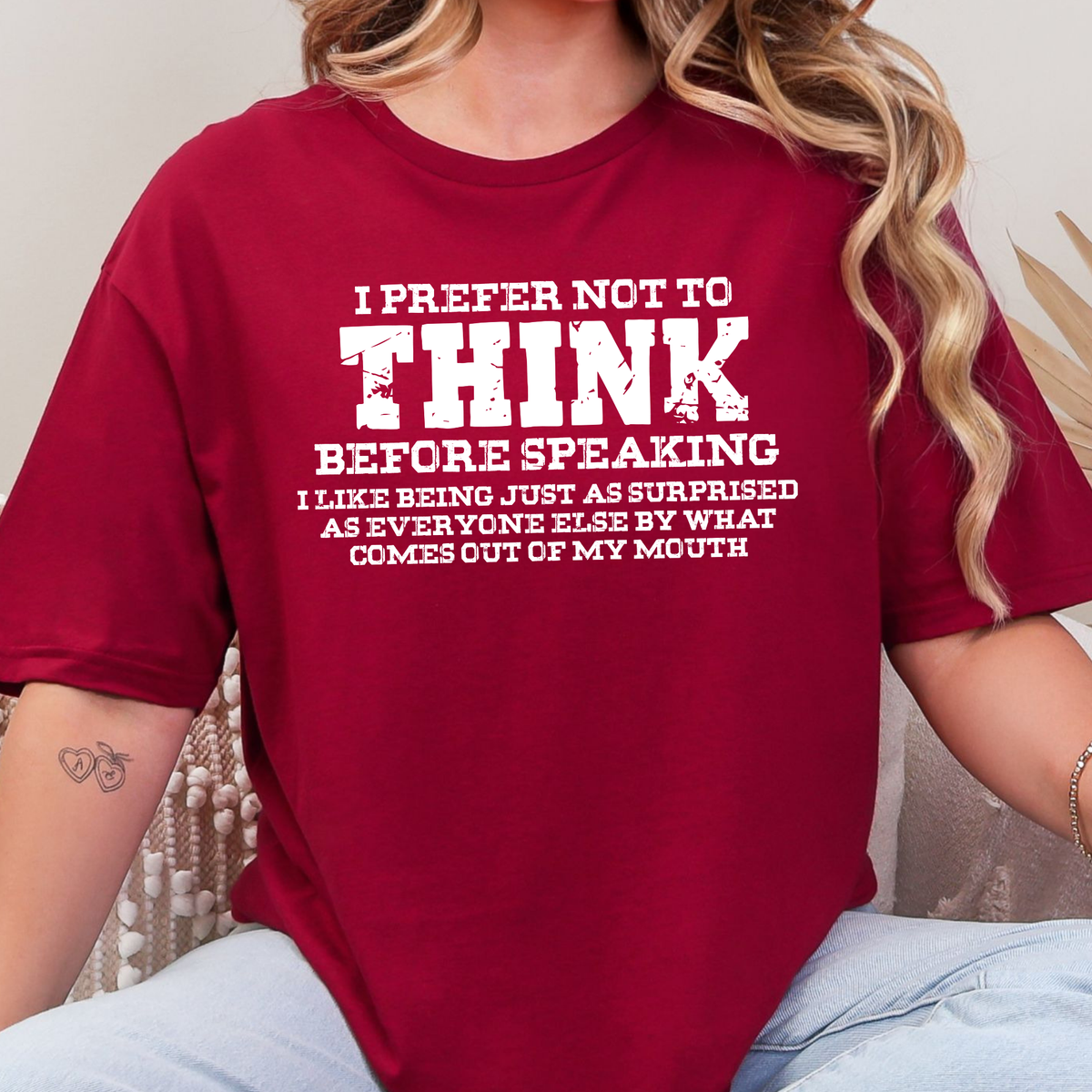 Prefer Not to Think Graphic Tee - Cardinal Red