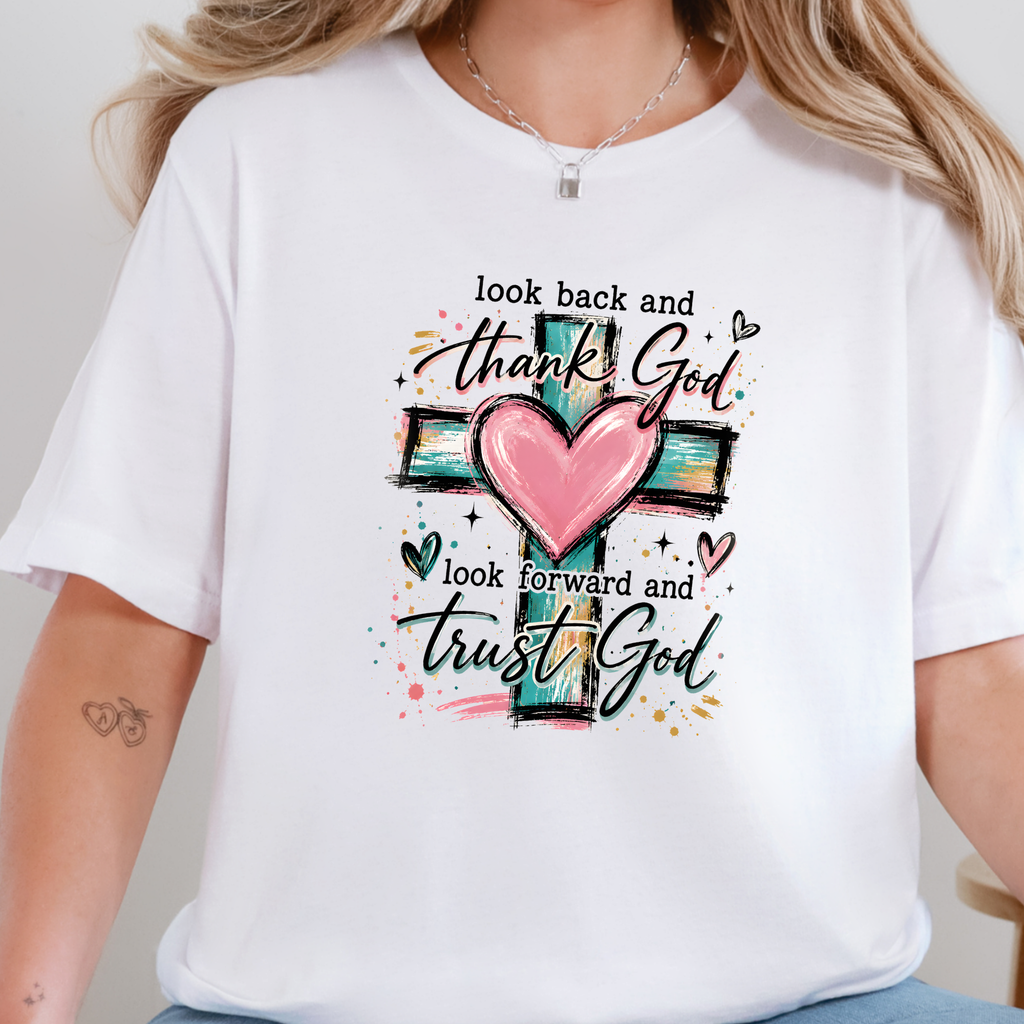 Thank God and Trust God Graphic Tee - White