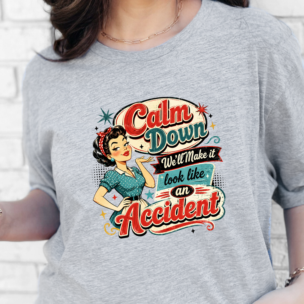 Vintage Calm Down Graphic Tee - Grey