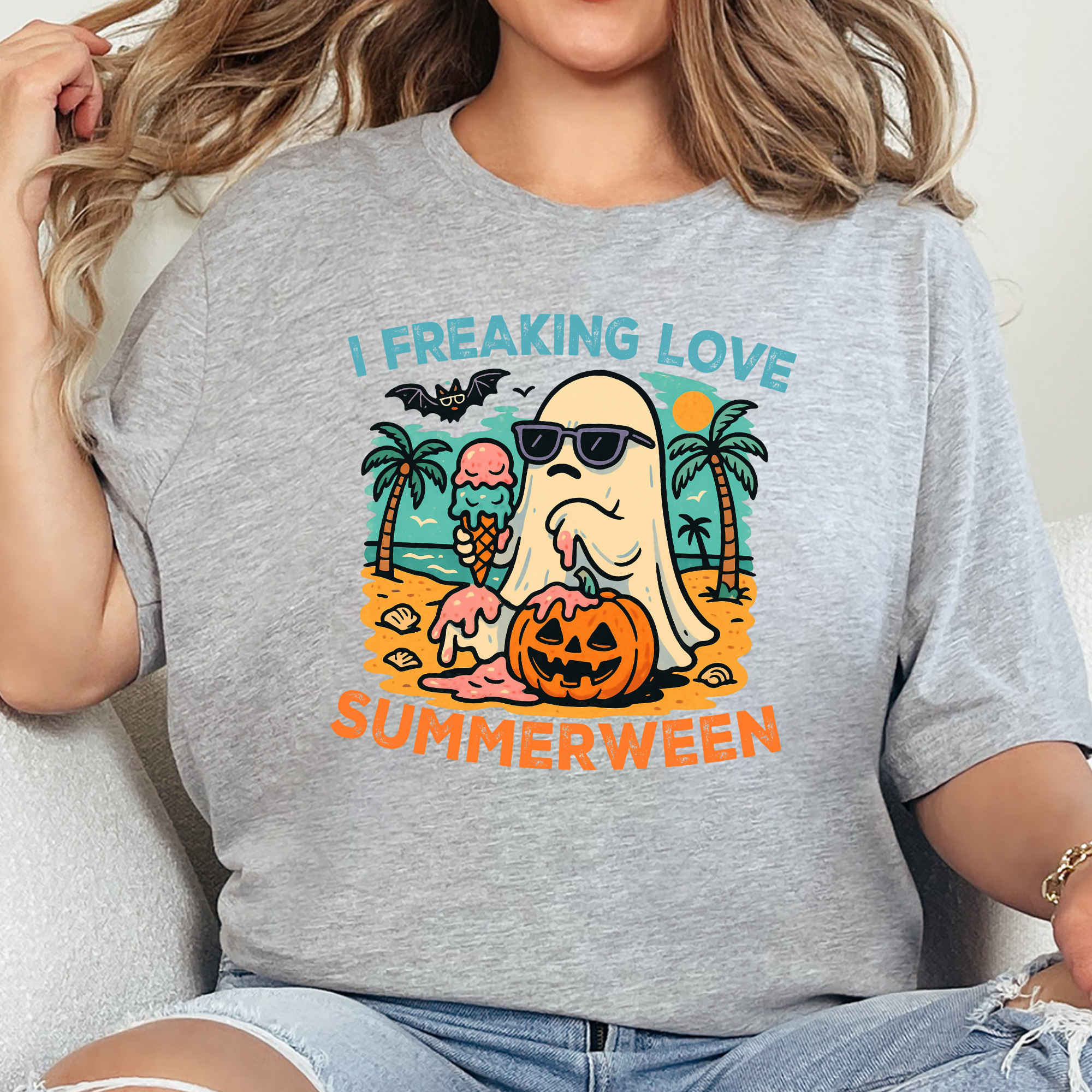 Love Summerween Graphic Tee - Grey