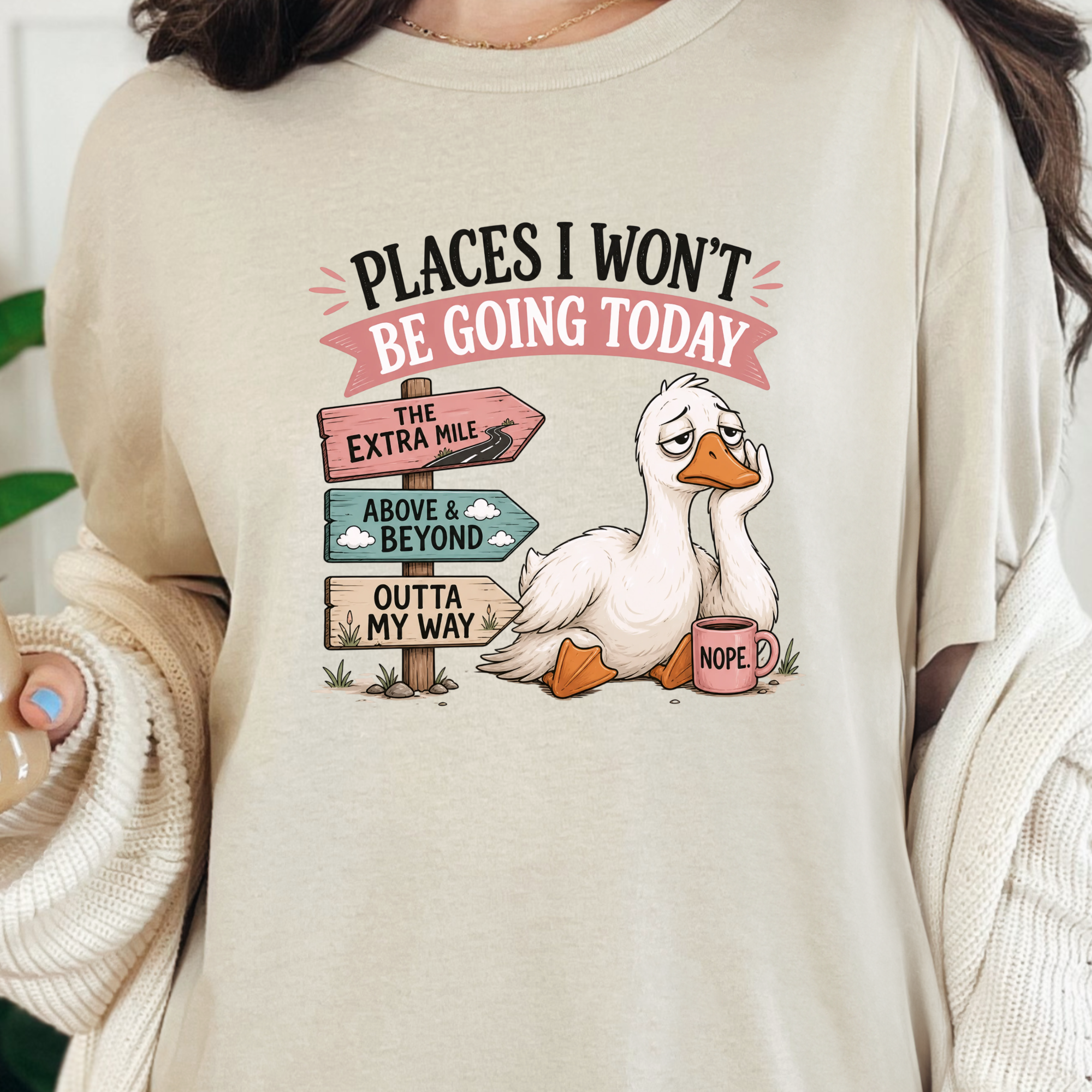 Lazy Tired Goose Graphic Tee - Natural