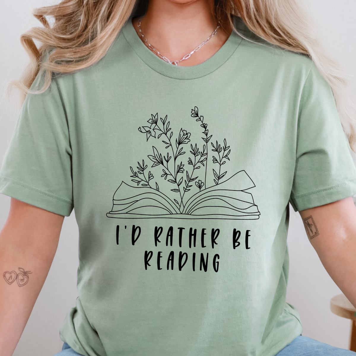 I'd Rather Be Reading Graphic Tee - Ash Tee