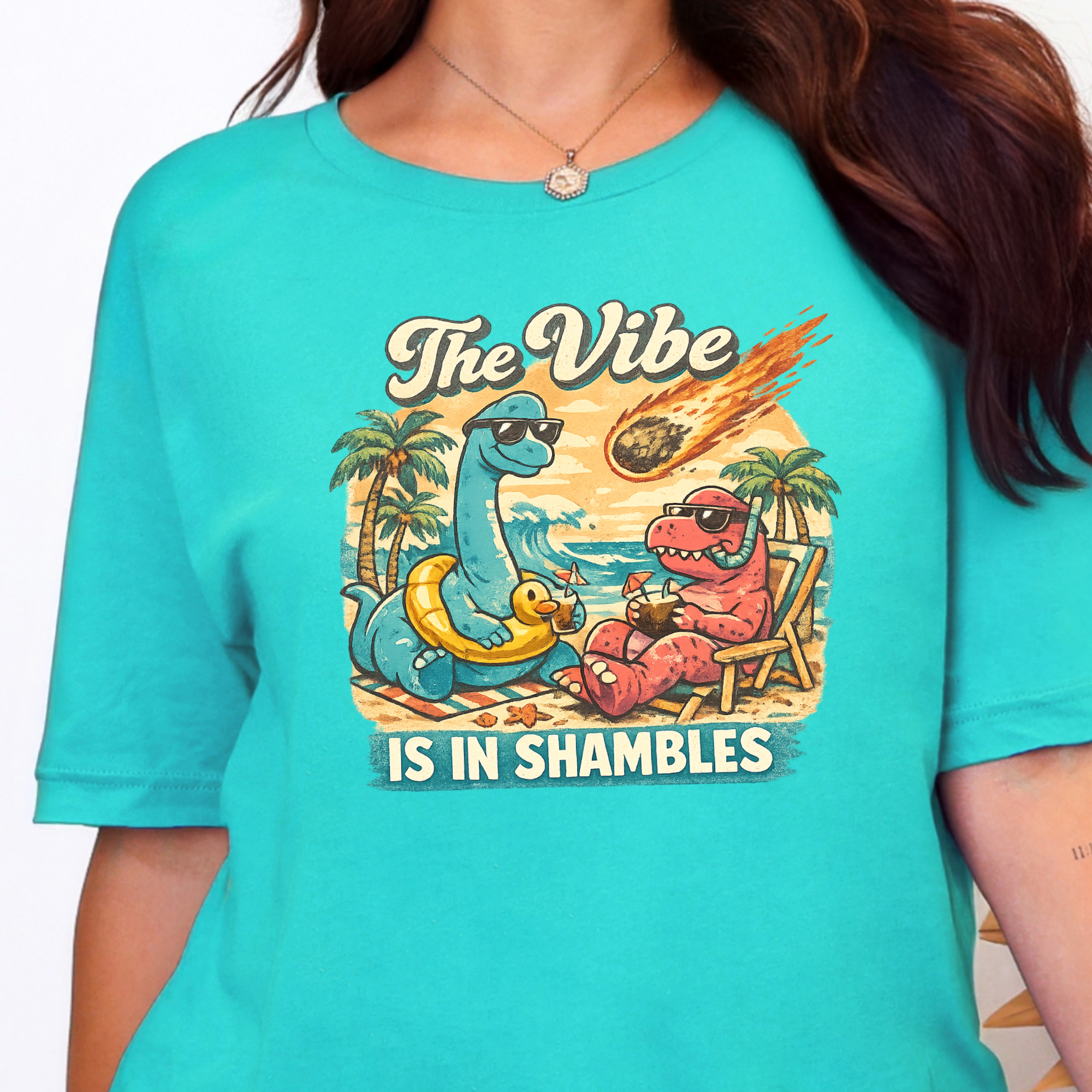 The Vibe is in Shambles Graphic Tee - Heather Sea Green