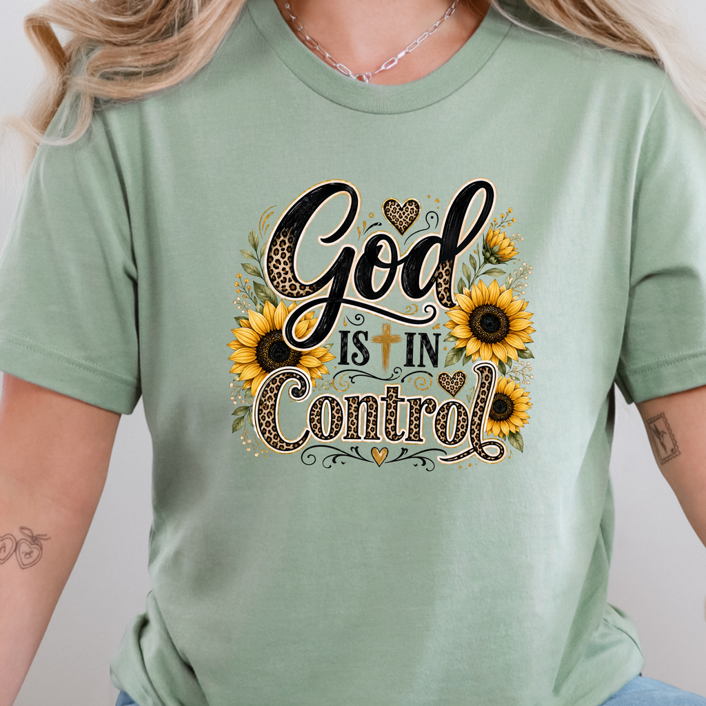 God Is In Control Graphic Tee - Sage