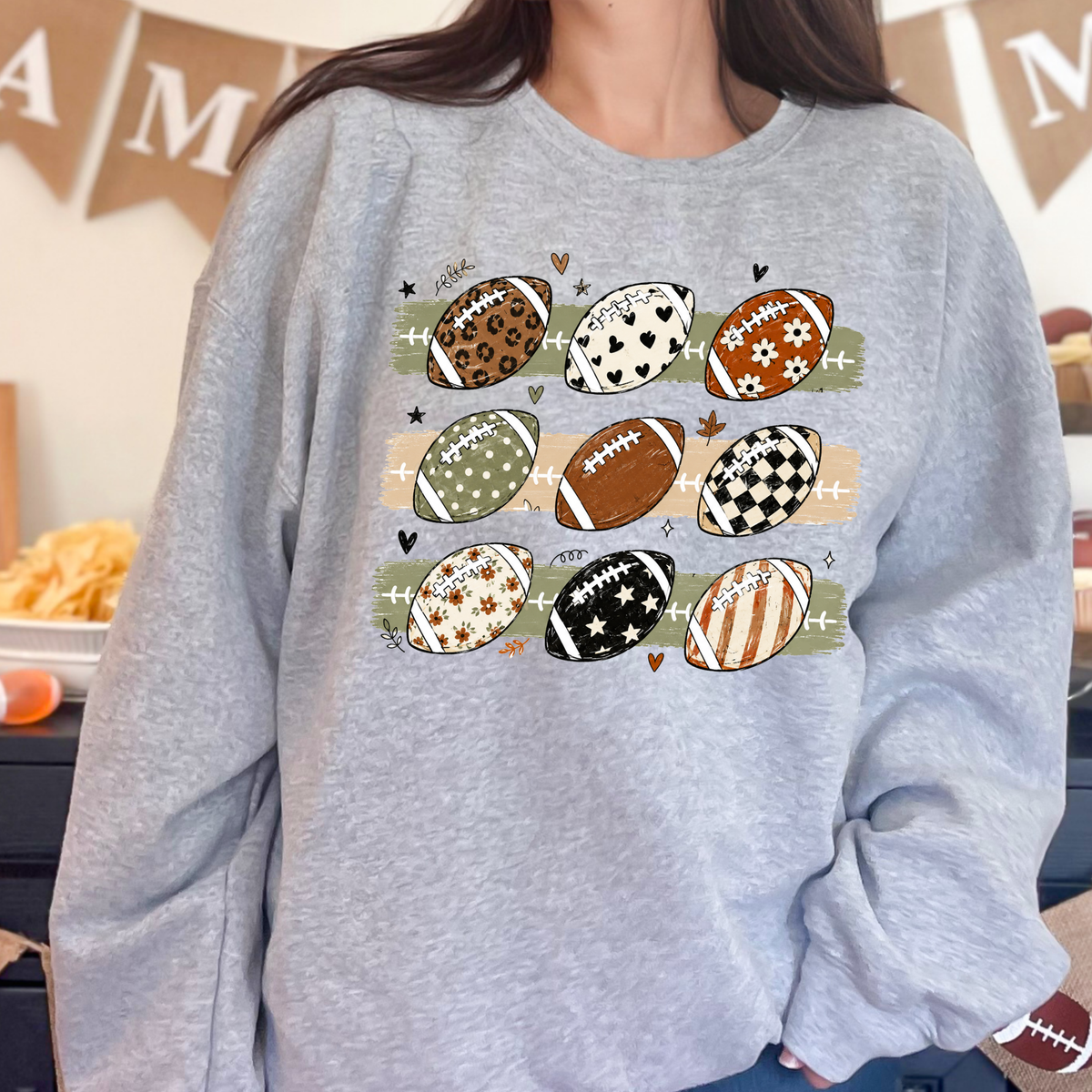 Football Grid Graphic Tee or Sweatshirt - Sport Grey