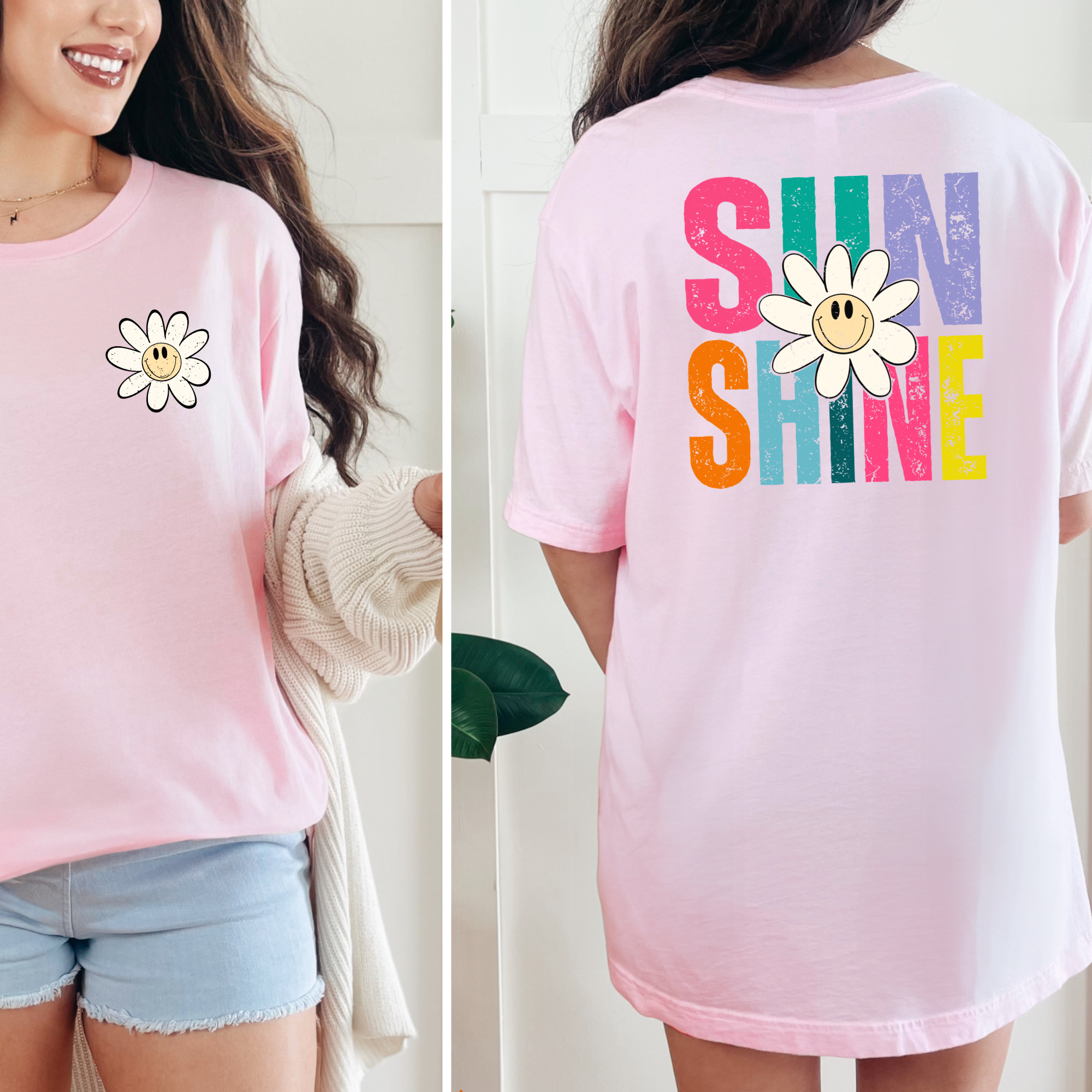 Sunshine Daisy Graphic Tee - Pink