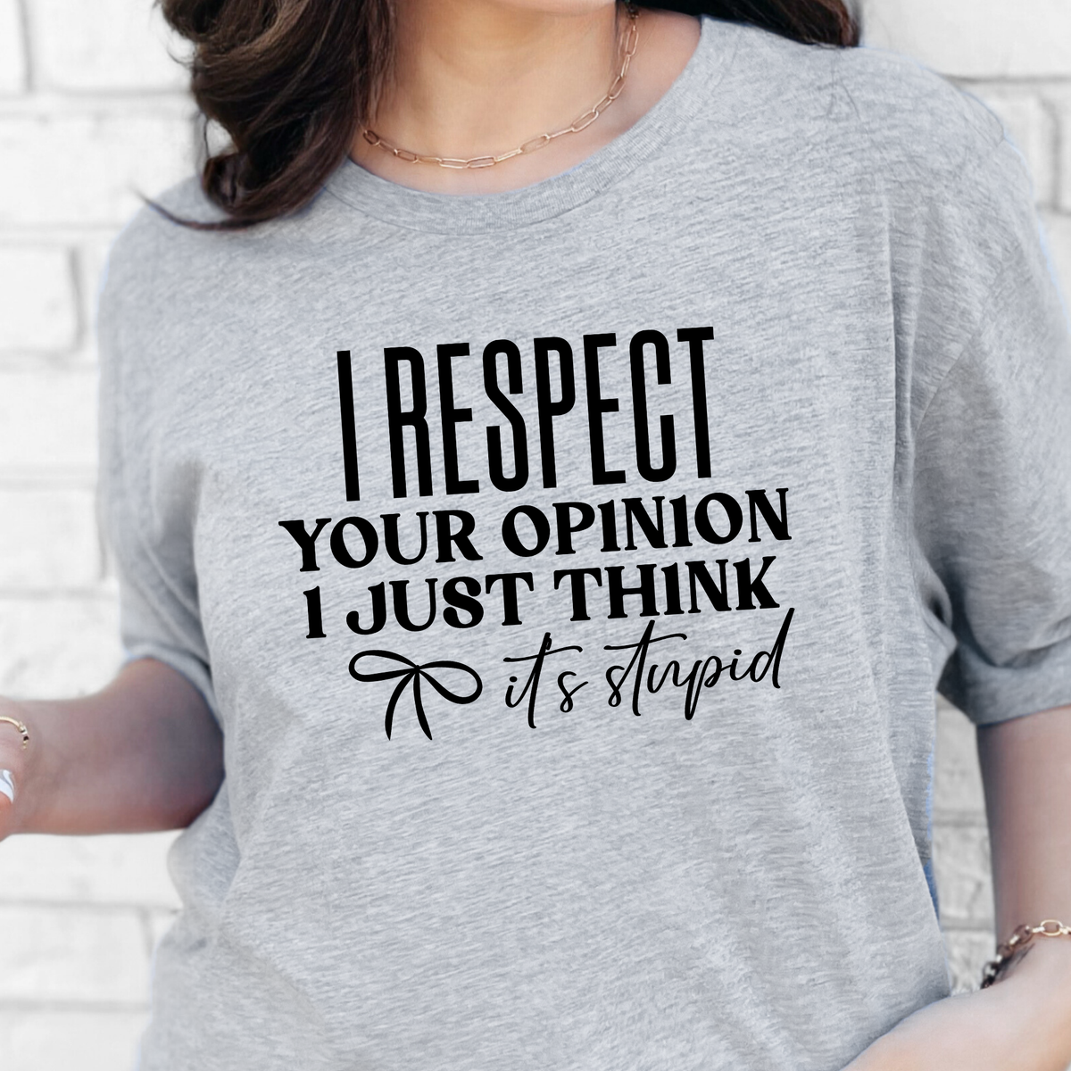 Respect Your Opinion Graphic Tee - Grey