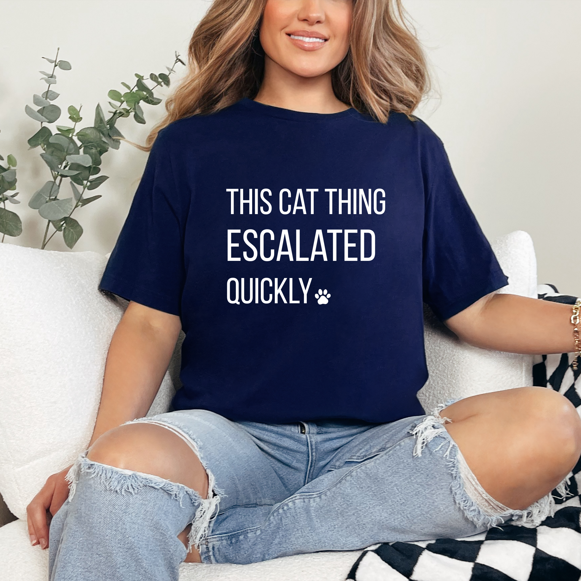 This Cat Thing Escalated Quickly Graphic Tee - Navy