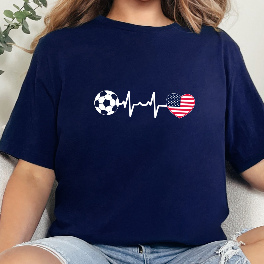 Soccer Heartbeat USA Graphic Tee - Navy