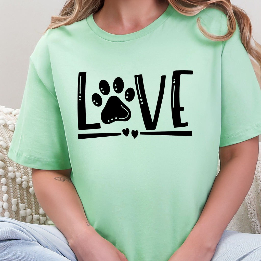 Love Paw Print Graphic Tee - Mint
