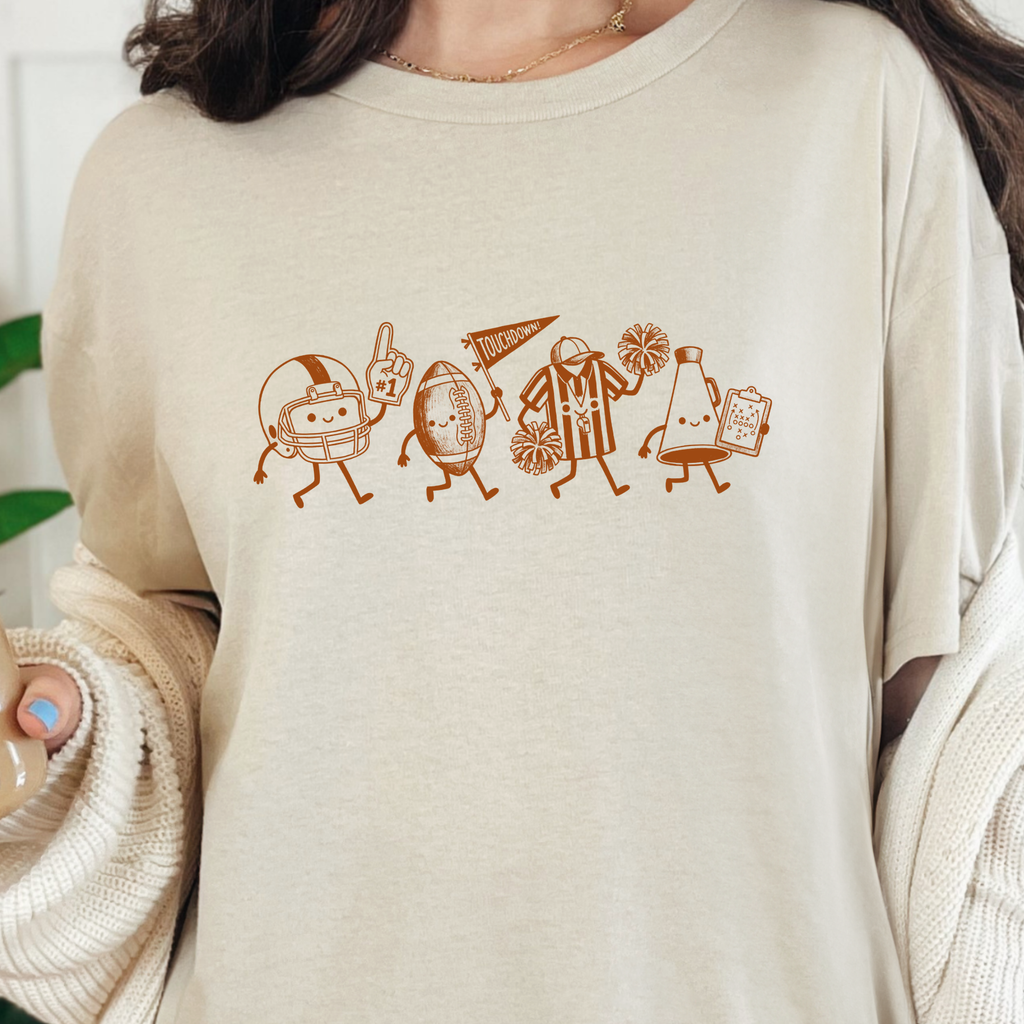Football Doodles Graphic Tee - Natural