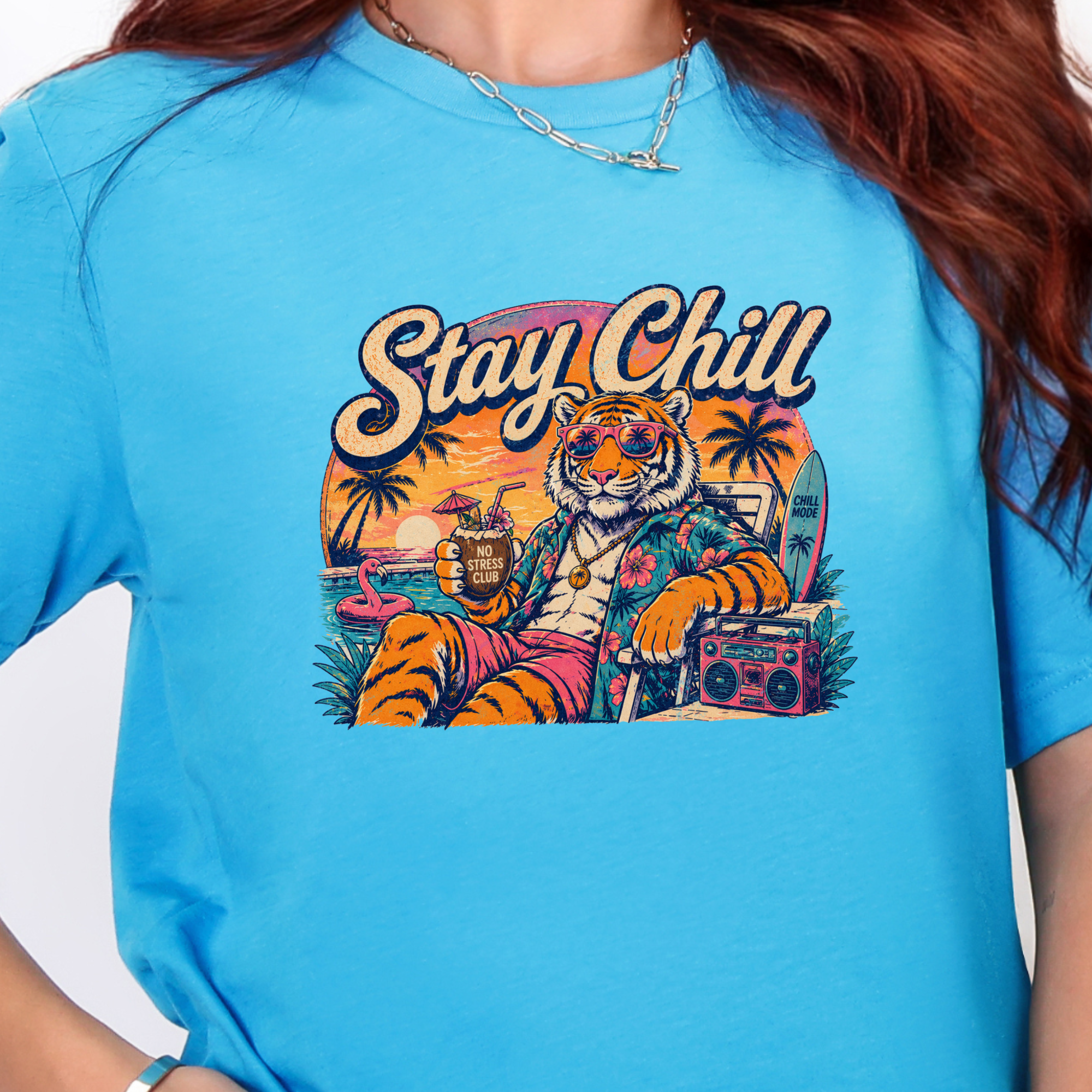 Stay Chill Graphic Tee - Heather Aqua Tee