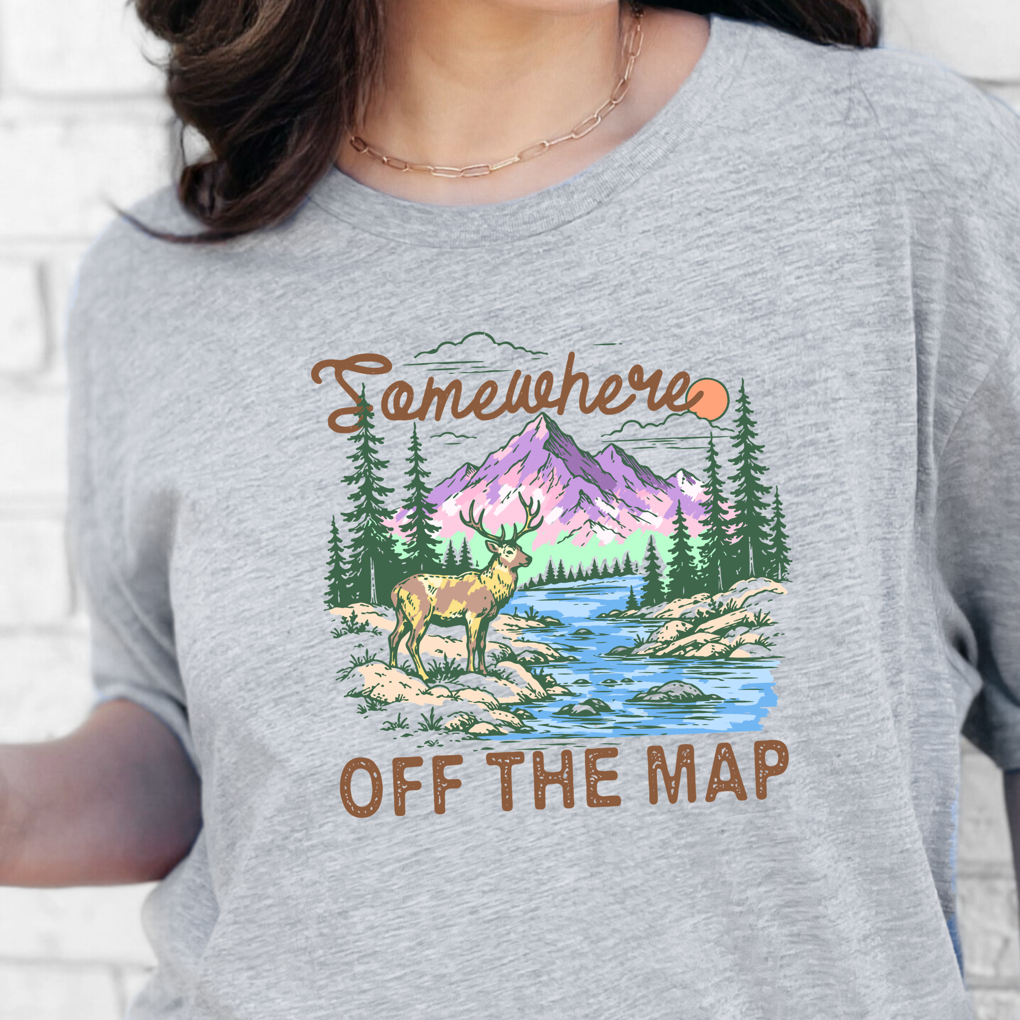 Somewhere Off The Map Graphic Tee - Grey