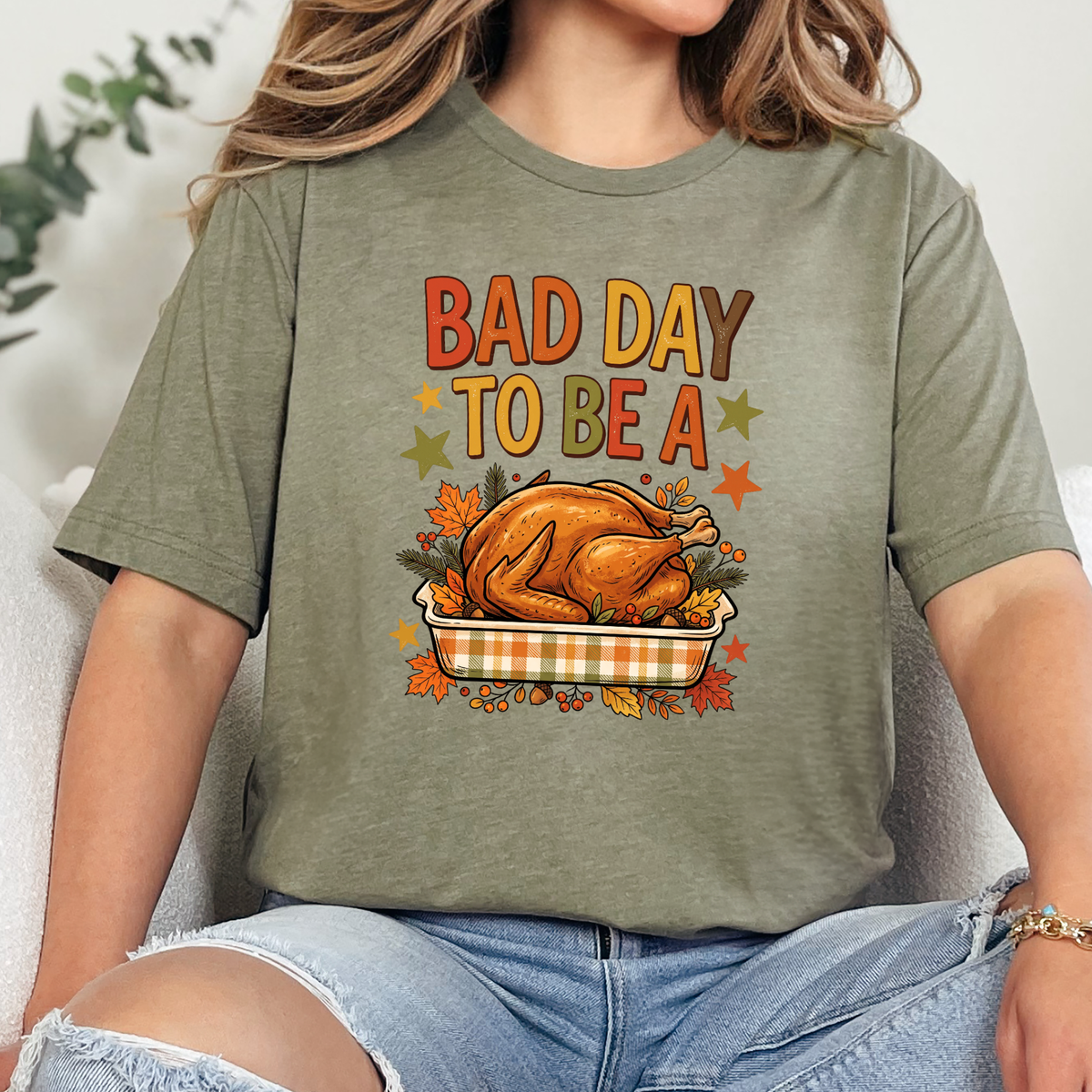 Bad Day To Be A Turkey Graphic Tee - Heather Olive