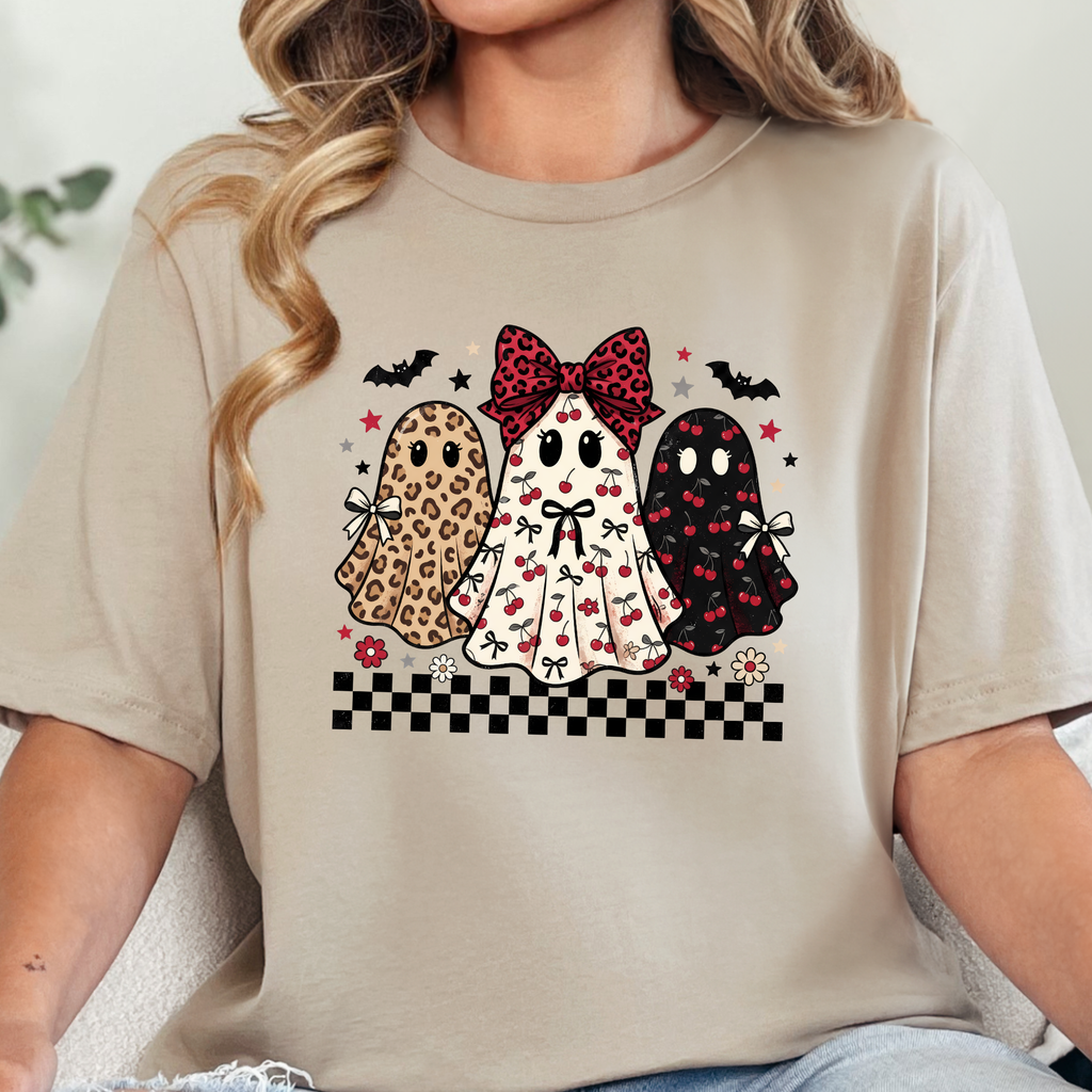 Halloween Berry Ghost Graphic Tee - Tan