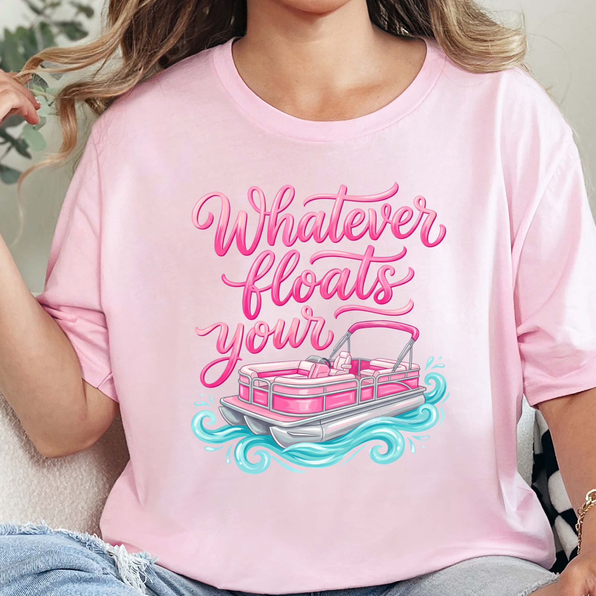 Whatever Floats Your Boat Graphic Tee - Soft Pink