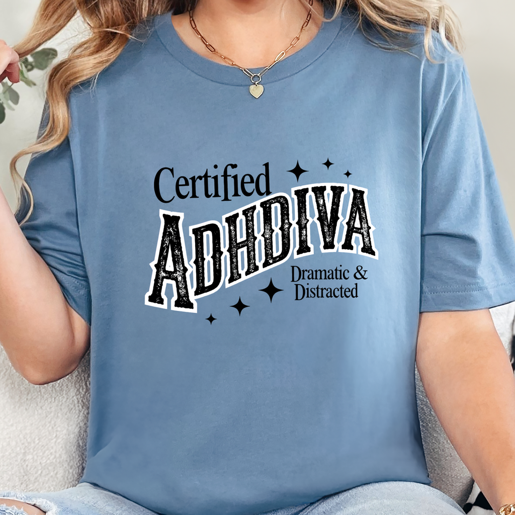 Certified ADHDIVA Graphic Tee - Steel Blue