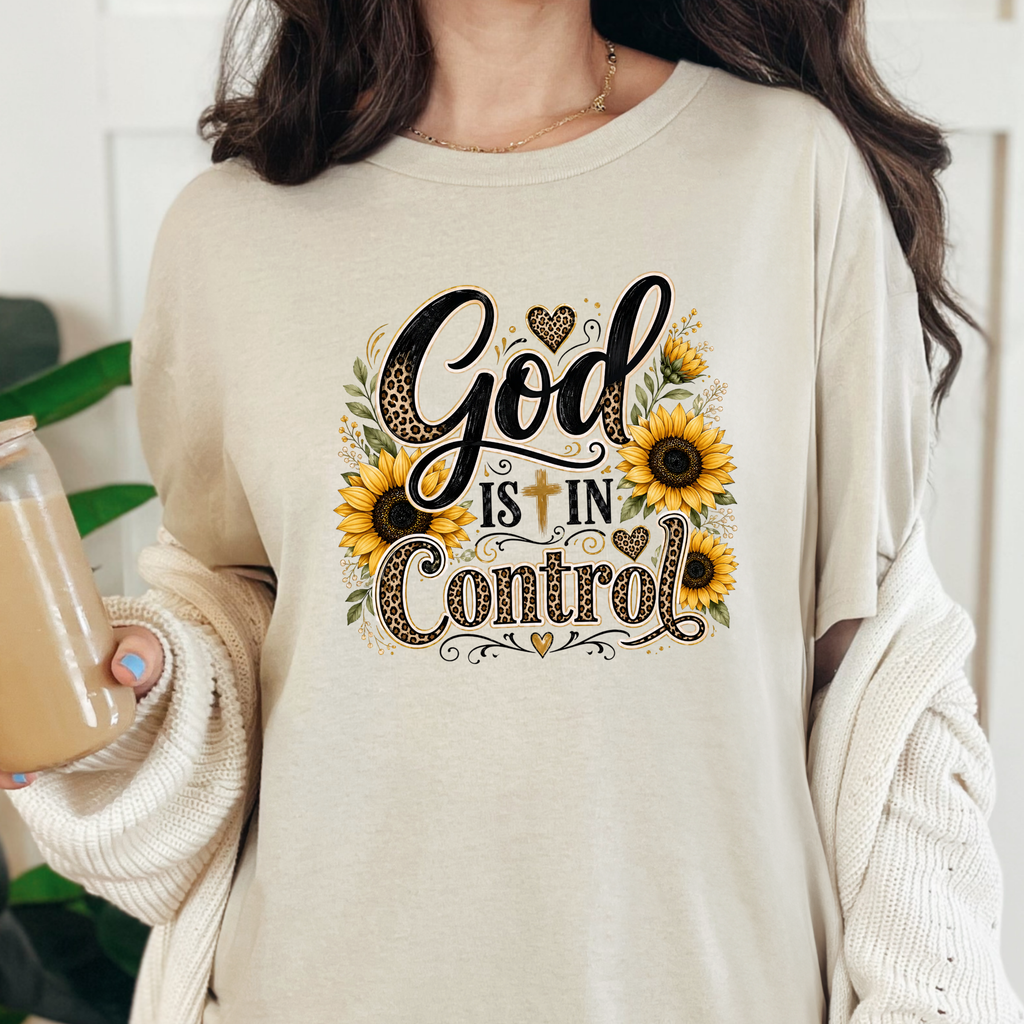God Is In Control Graphic Tee - Natural